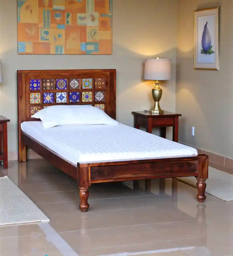Anamika Solid Wood Single Bed Without Storage