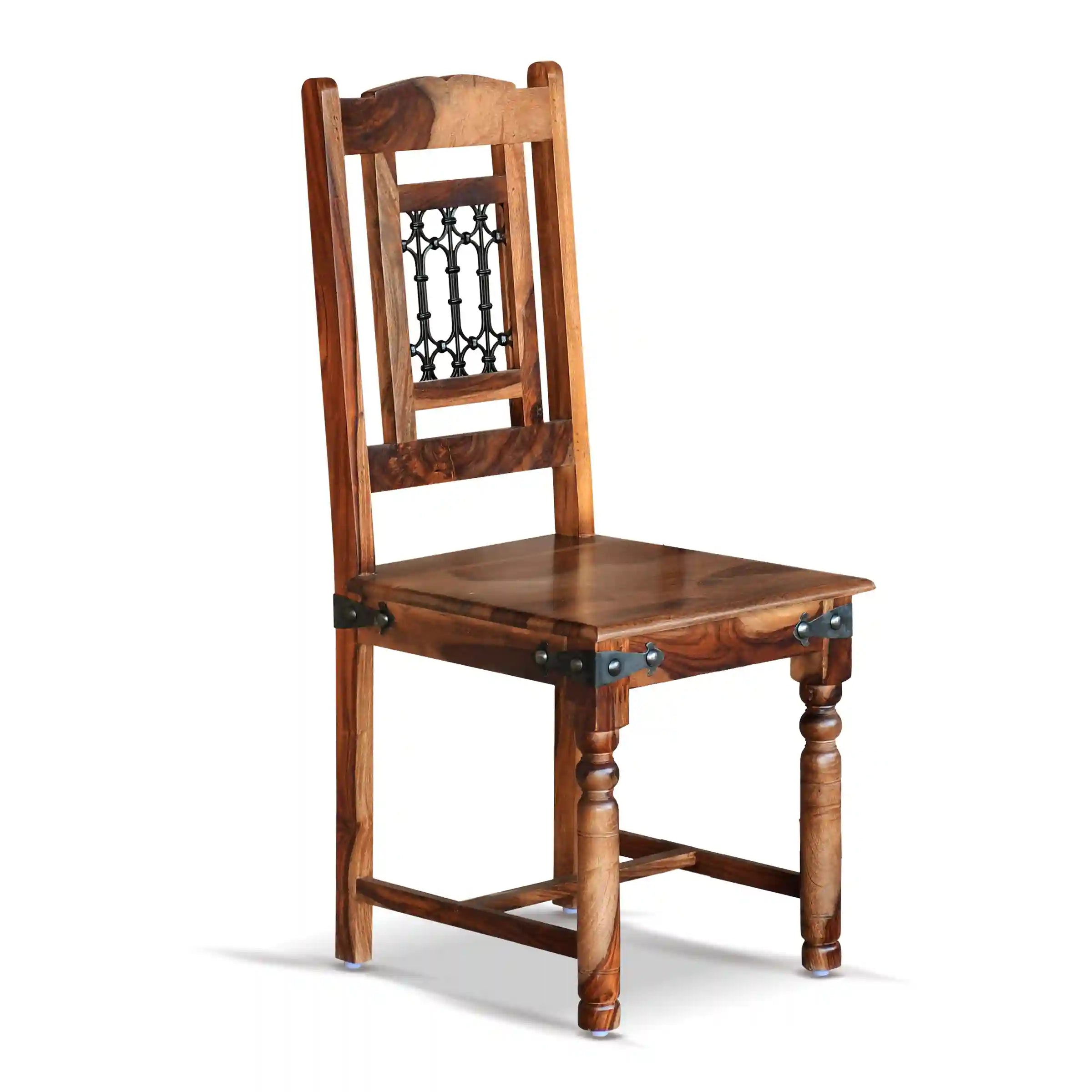 Haveli-Sheesham-4-Seater-Round-Dining-Table-Set-2chair