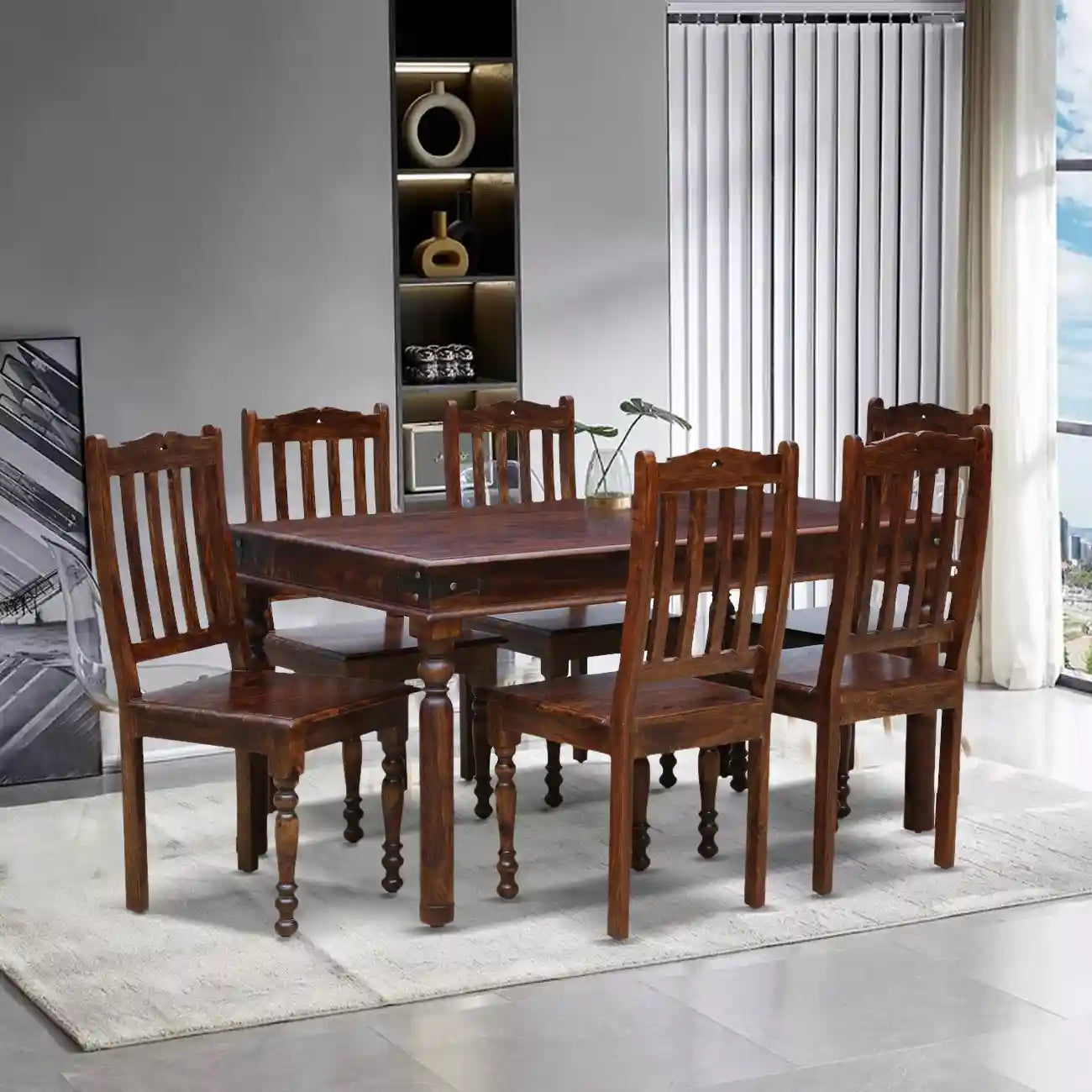 Haveli Solid Sheesham Wood Seater Dining Table Set