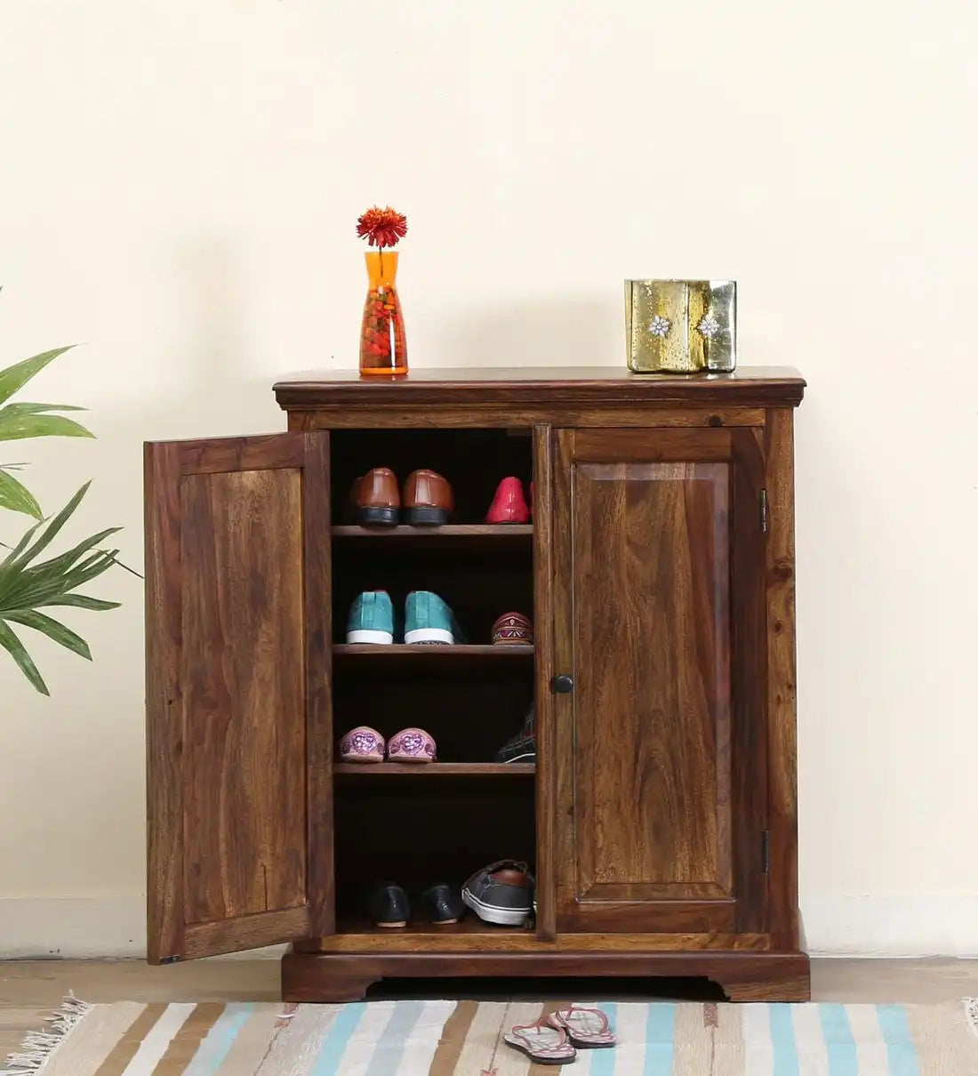 Kanishka Solid Wood Shoe Rack