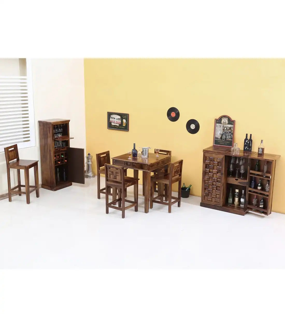Niware Solid Sheesham Wood Bar Chairs
