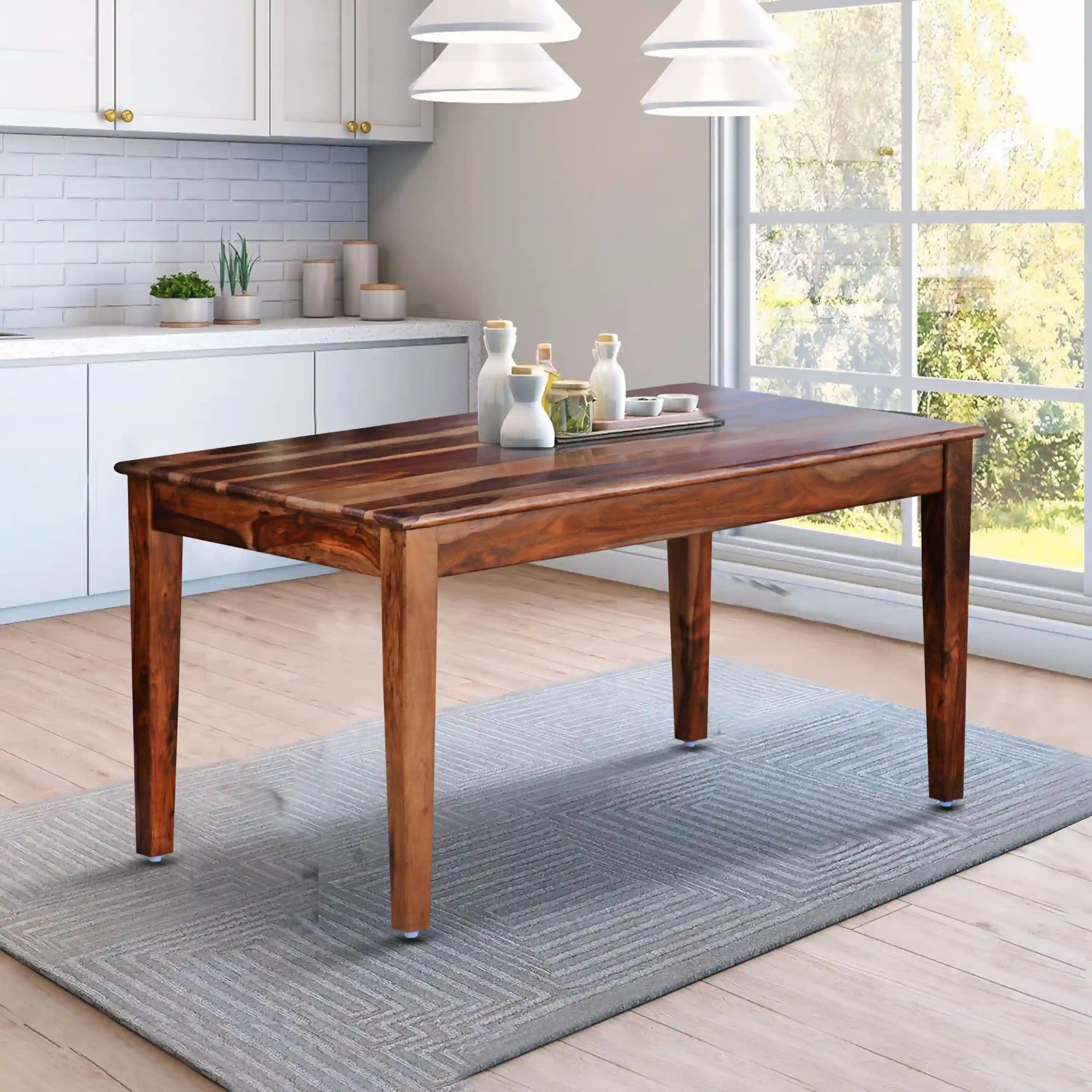 Rattan Sheesham Wood Cane 6 Seater Dining Table