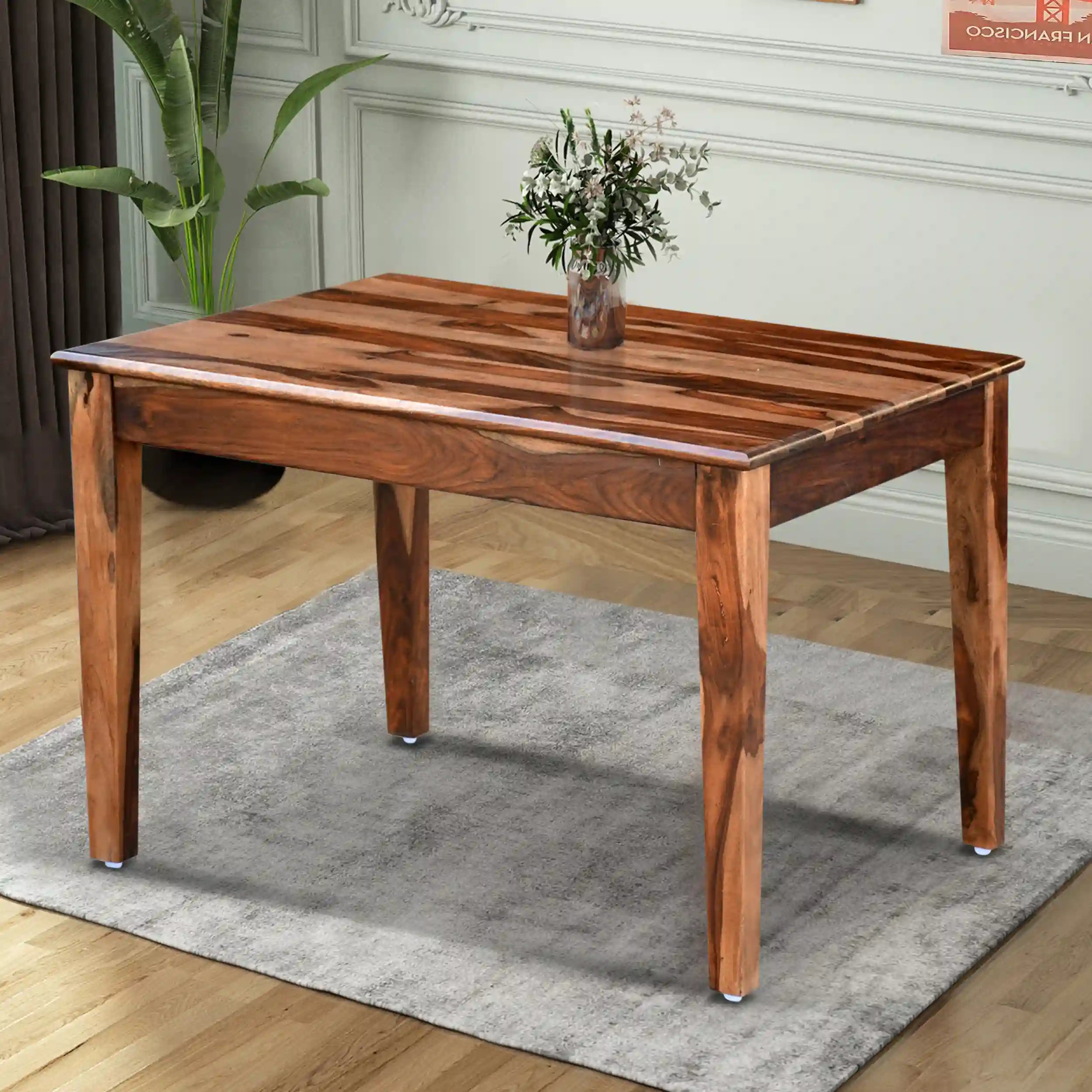 Rattan Sheesham Wood Cane 4 Seater Dining Table Only