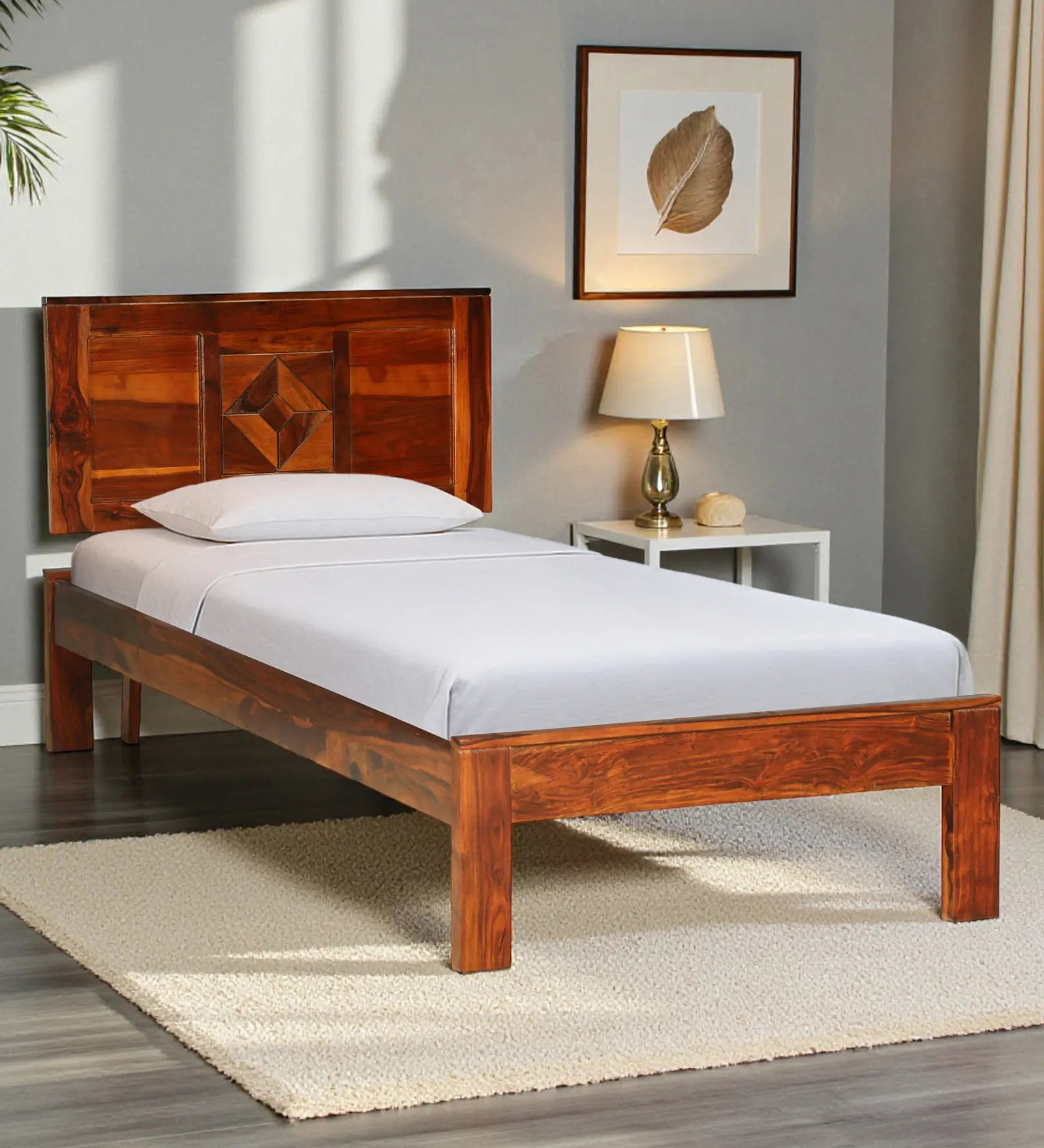 Shraya Solid Wood Single Bed Without Storage