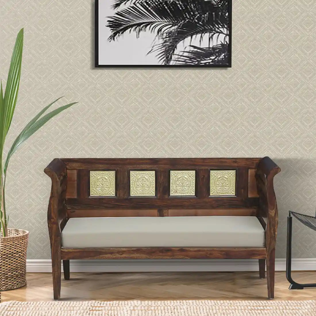 Aavni solid wood 2 seater sofa sheesham living room seating furniture India