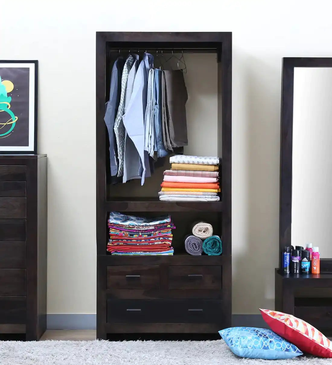Acro bedroom wardrobe solid wood modern storage design India