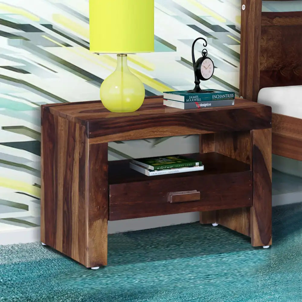 Acro solid sheesham wood bedside table modern nightstand India