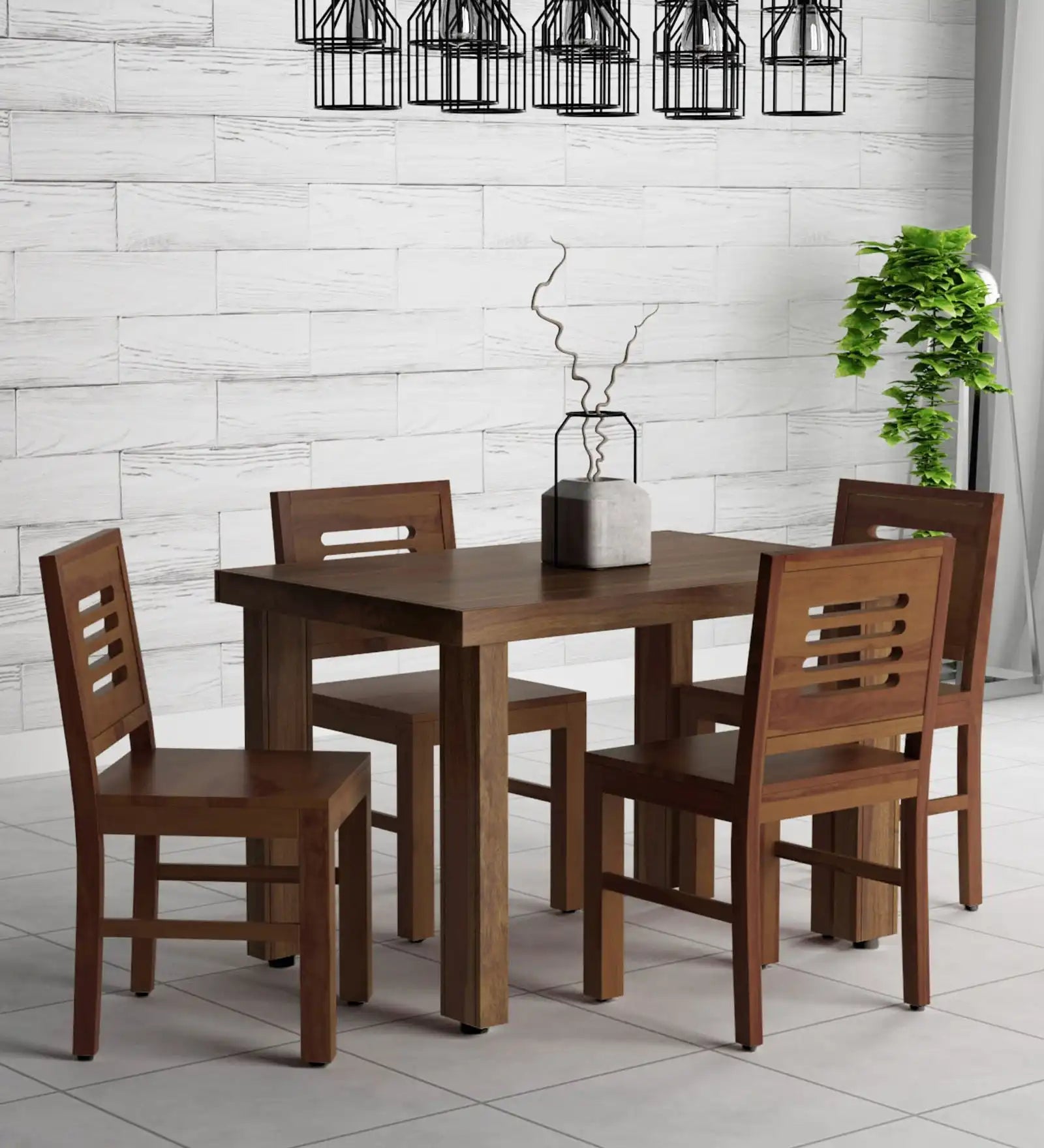 Acro solid sheesham wood four seater dining table premium wooden furniture India