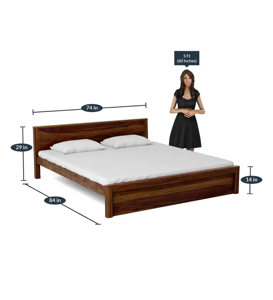 Acro solid wood bed modern bedroom clean design look