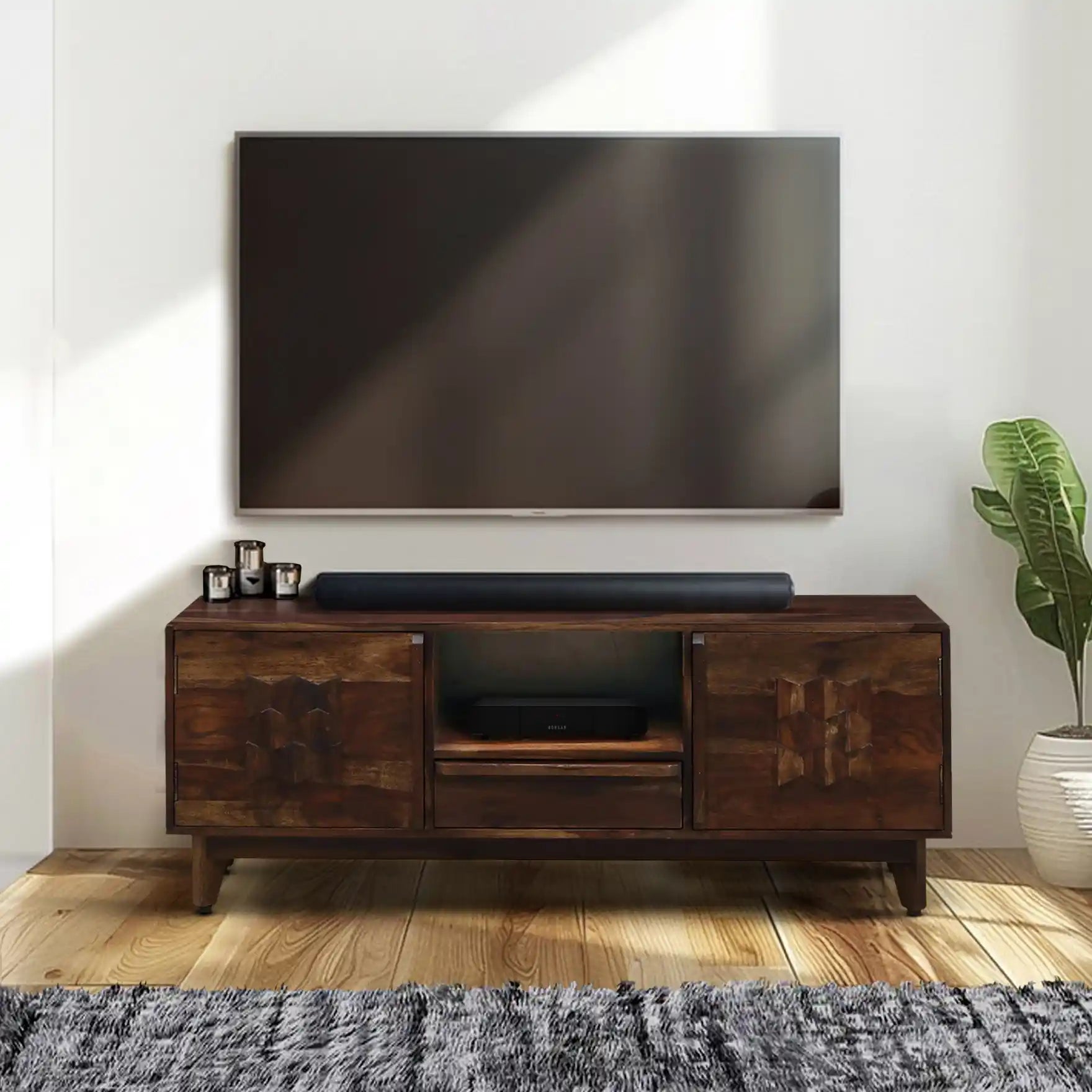 Alford sheesham wood tv unit solid wood tv stand for living room India