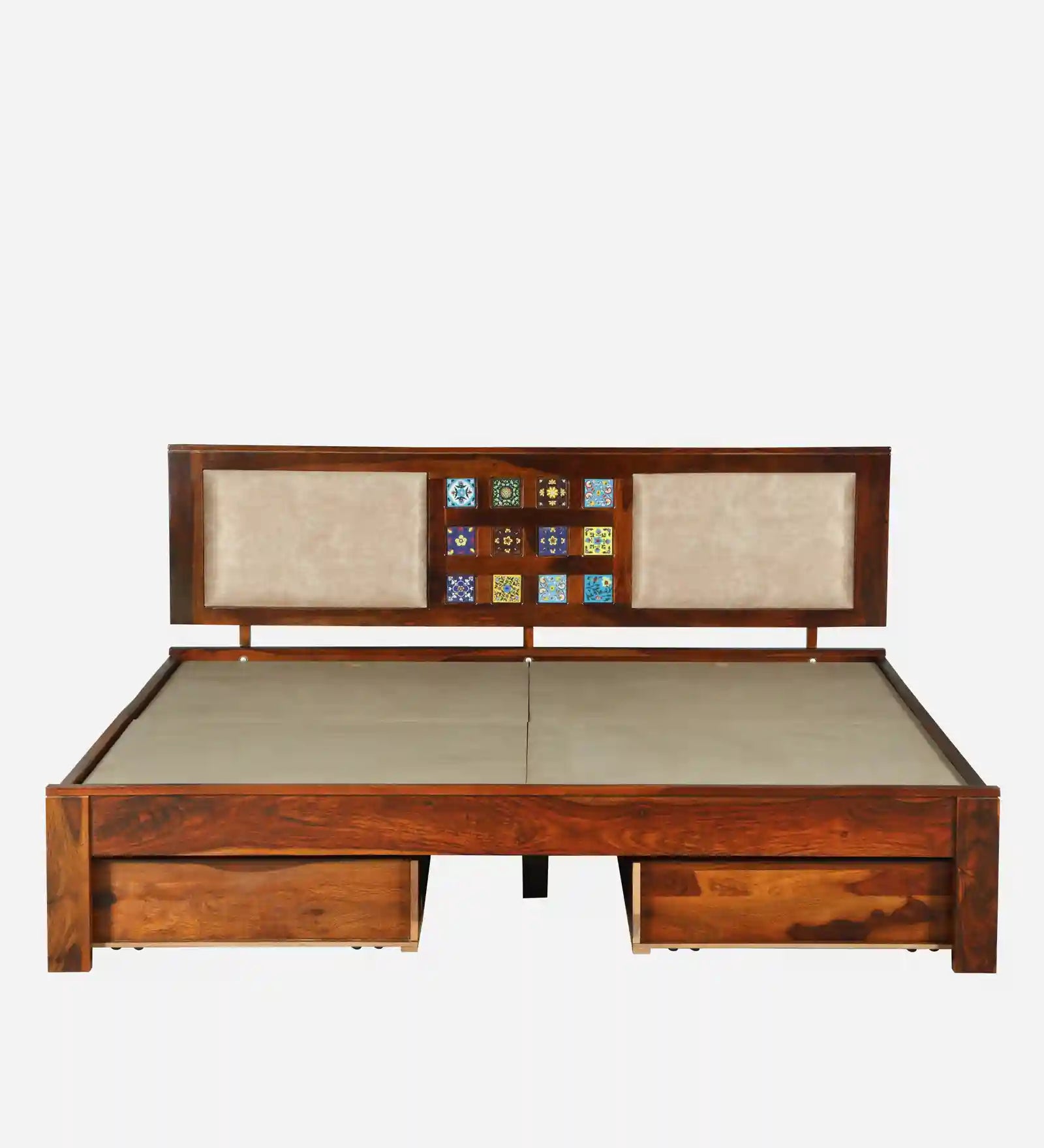 solid sheesham wood bed side panel drawer frame queen size bed india