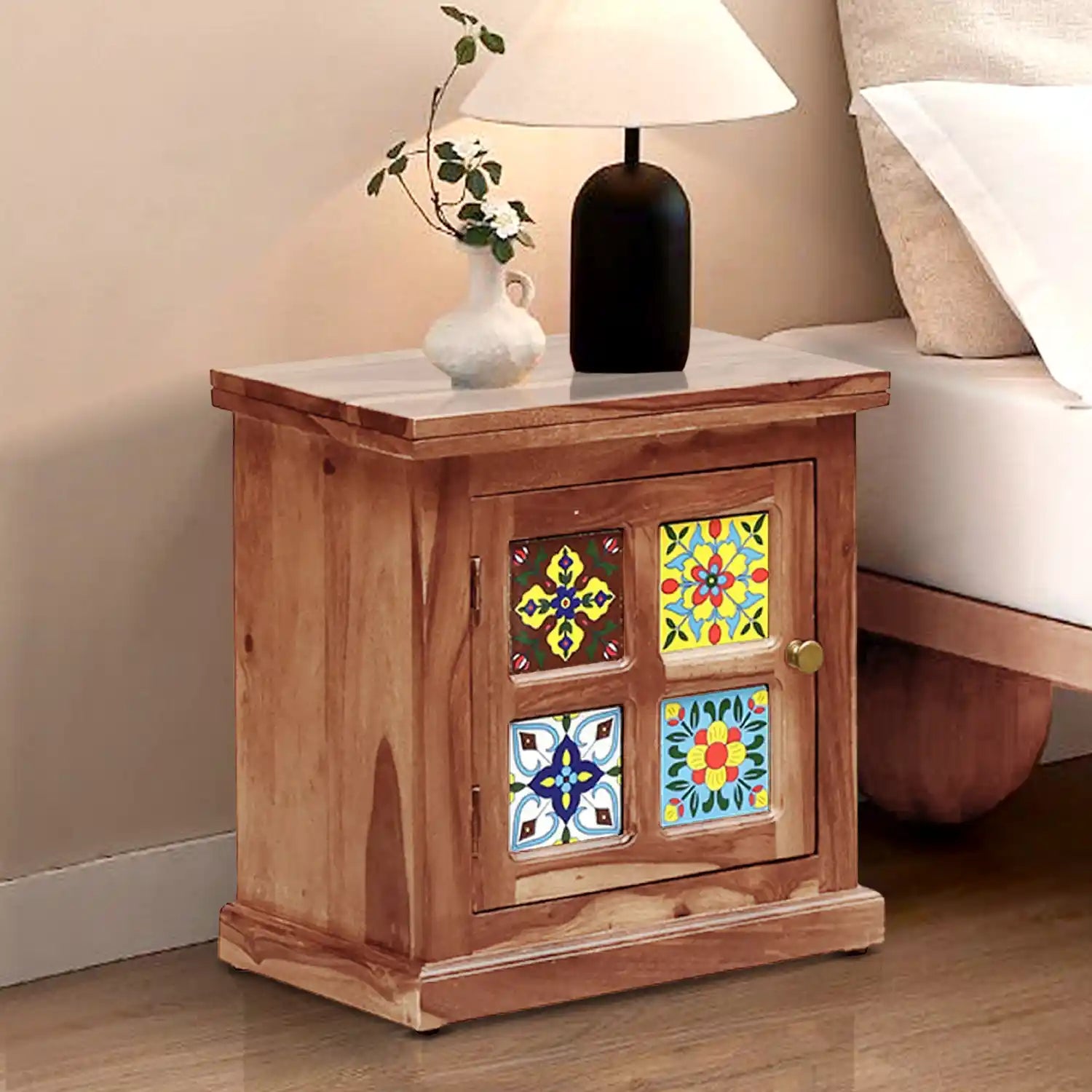 Anamika bedroom side table solid wood nightstand Indi