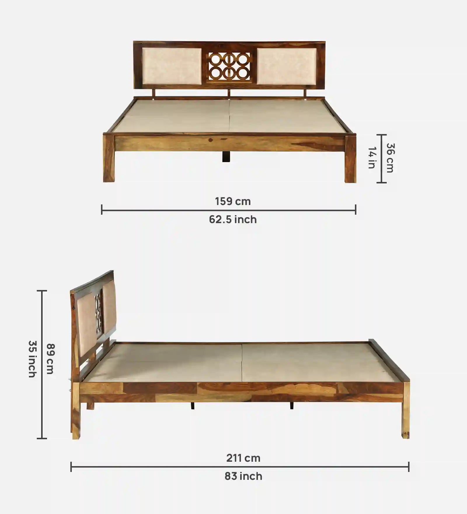 Anamika clean design queen bed solid wood structure