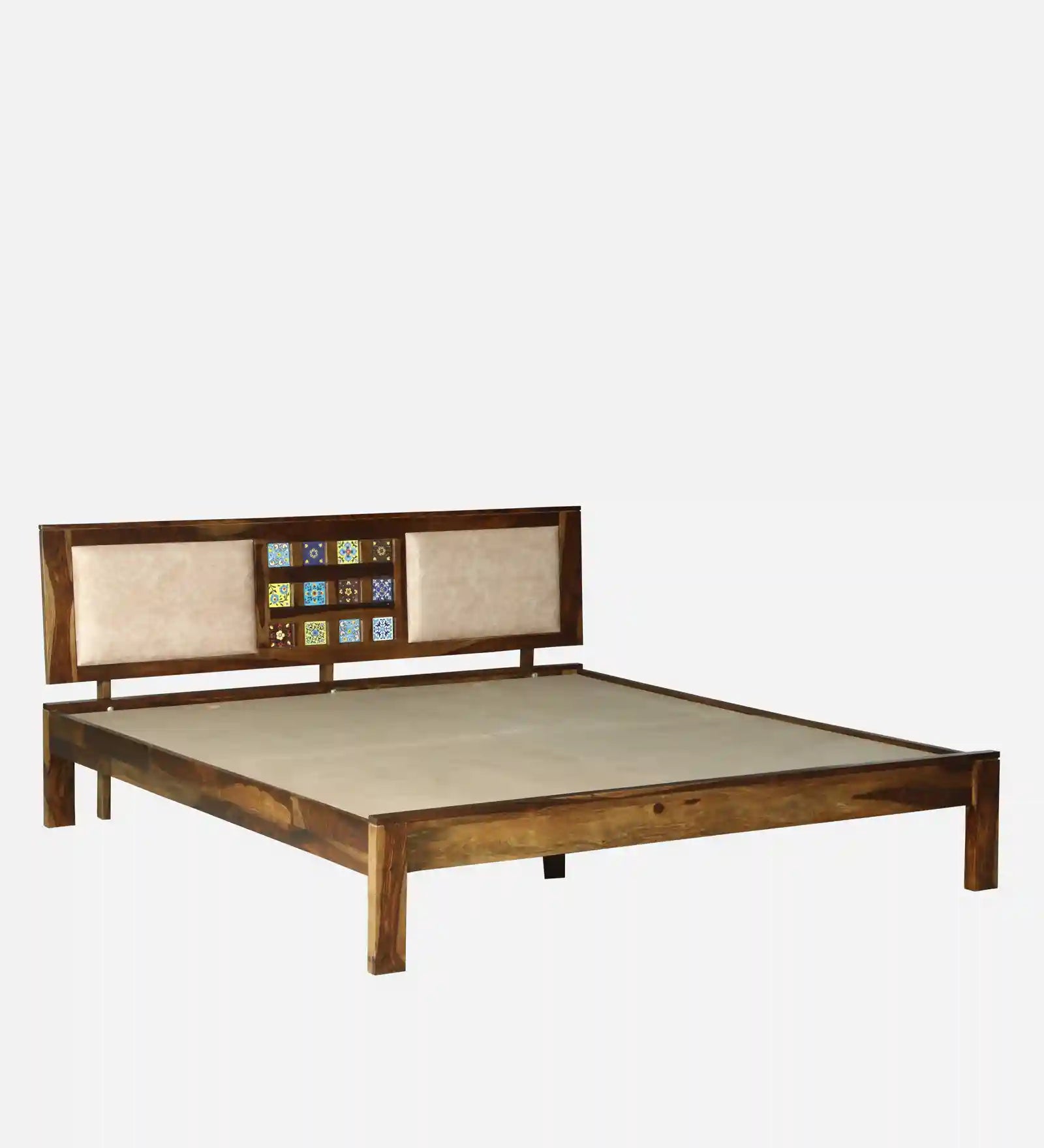 Anamika queen size wooden bed solid wood minimal design