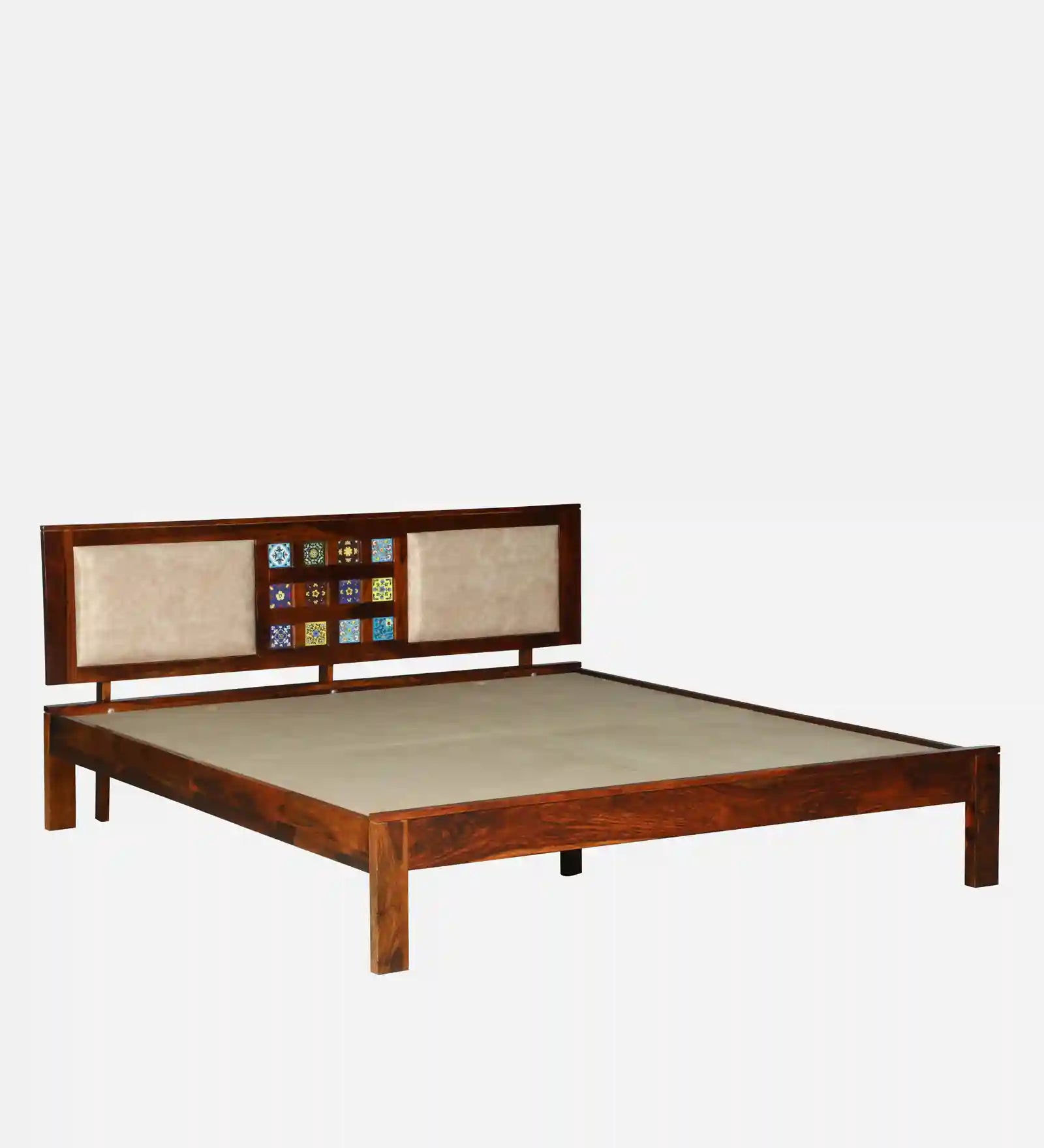 Anamika queen size wooden bed solid wood minimal design