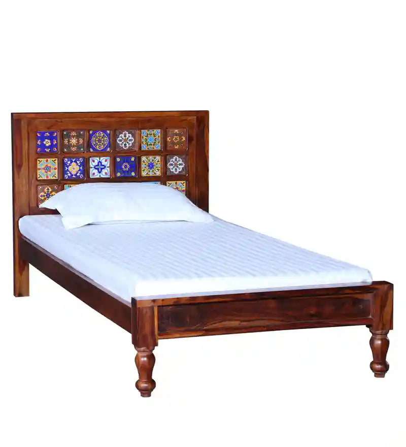 anamika sheesham wood single bed without storage strong durable wooden frame
