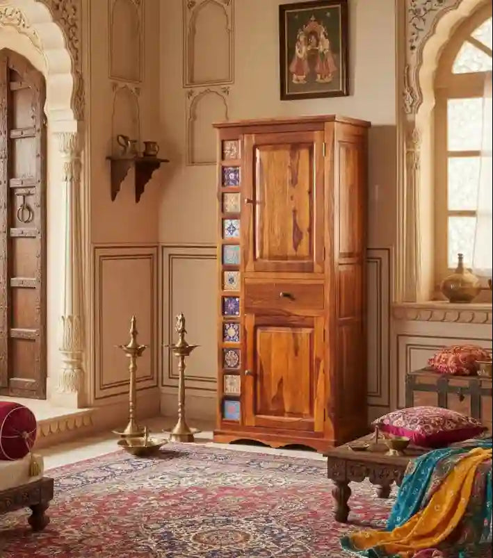 Anamika sheesham wood 1 door wardrobe modern solid wood almirah India