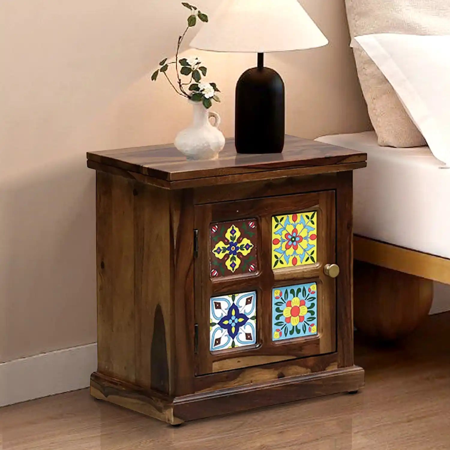 Anamika sheesham wood bedside table modern nightstand India