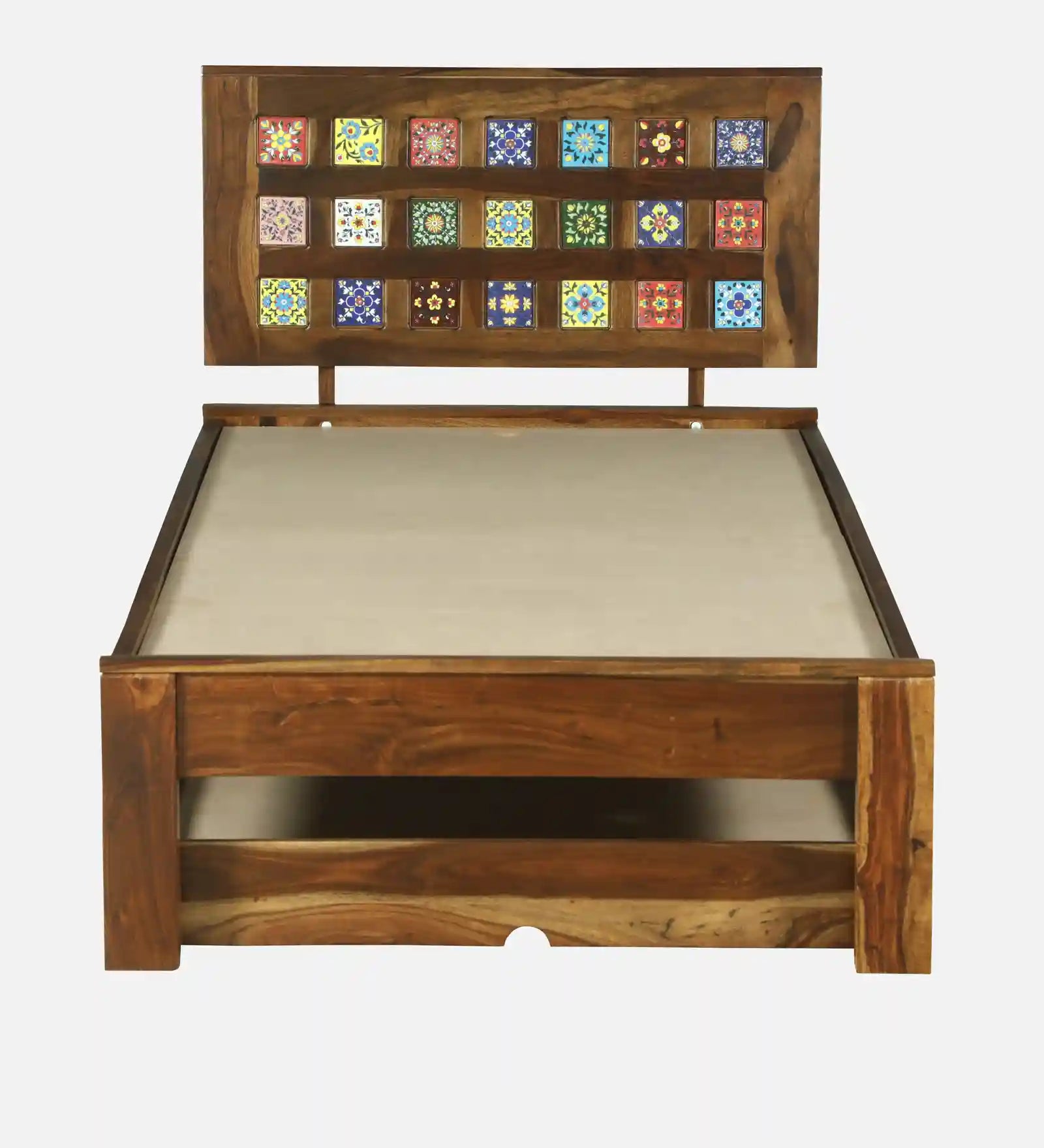 Anamika single bed with trundle heavy duty solid wood frame India