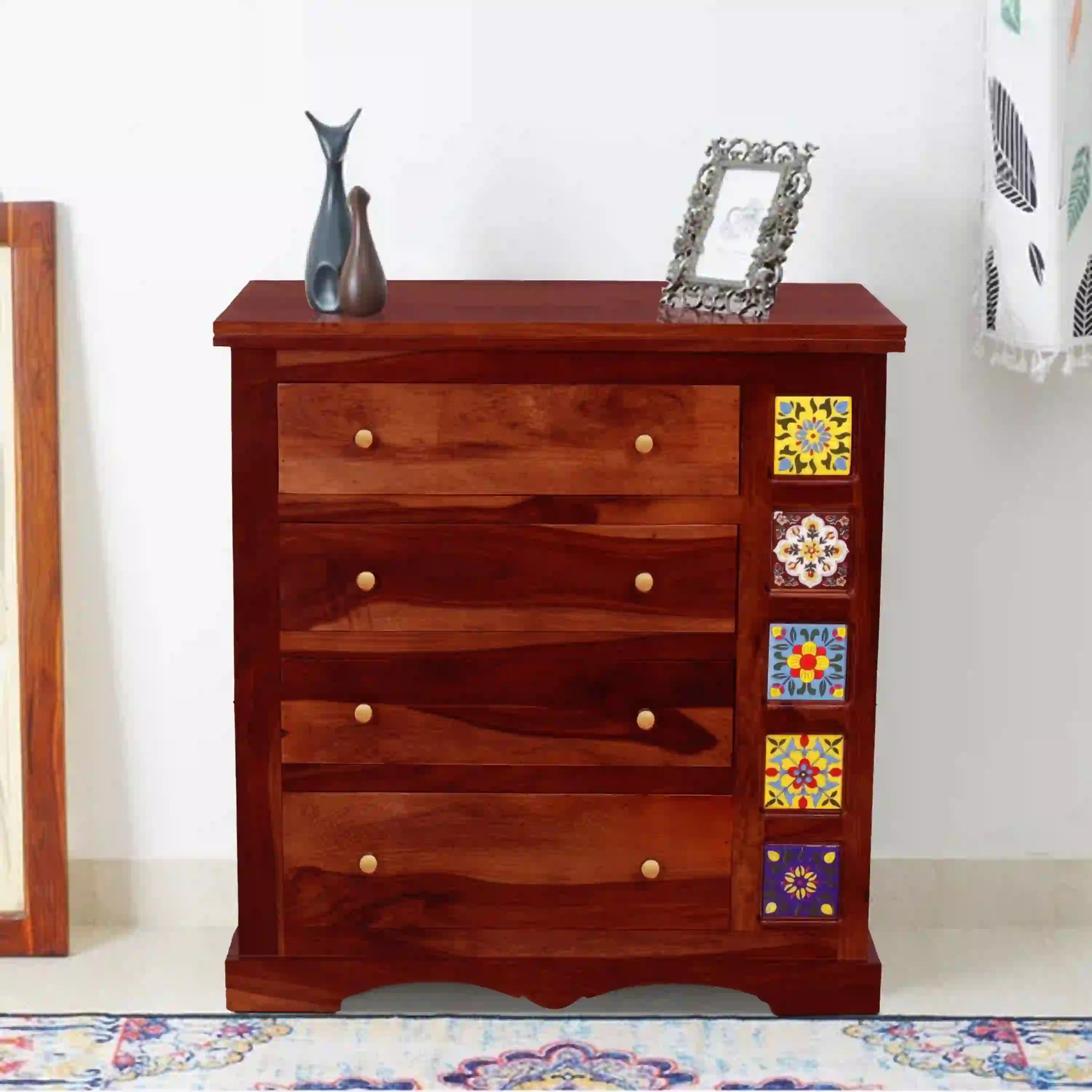 Anamika solid wood chest of drawers modern wooden storage cabinet with drawers