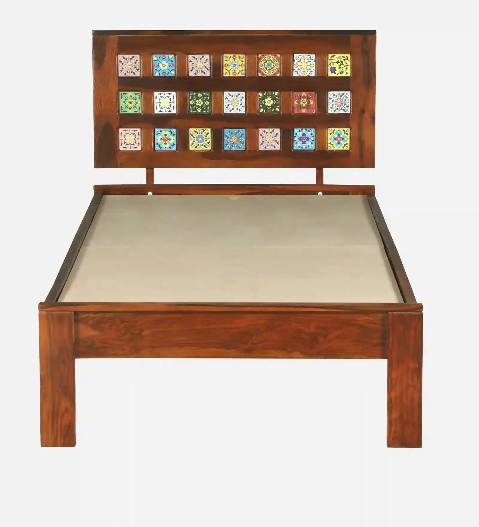 Anamika solid wood single bed clean design wooden bed frame India