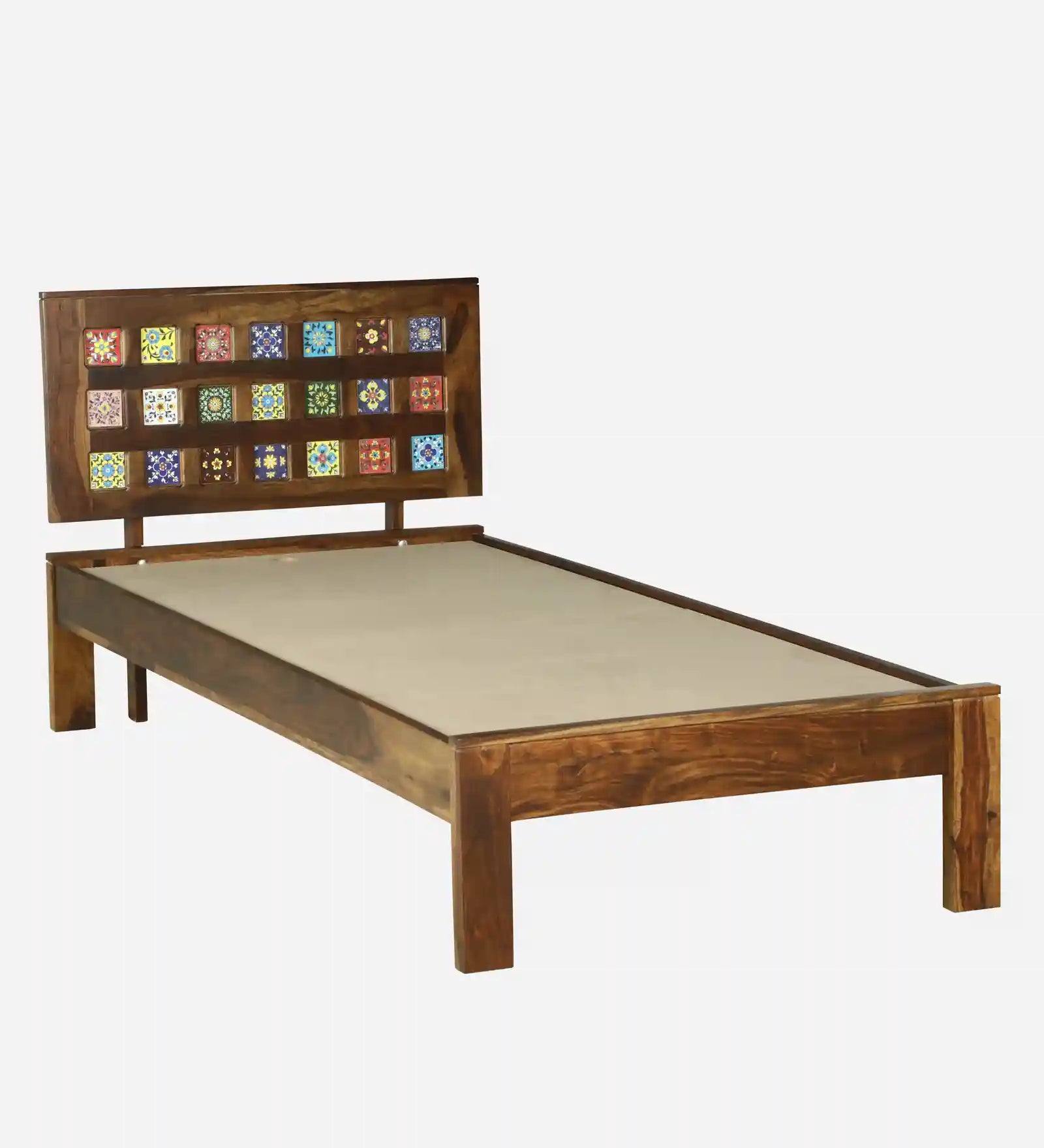 Anamika solid wood single bed clean design wooden bed frame India