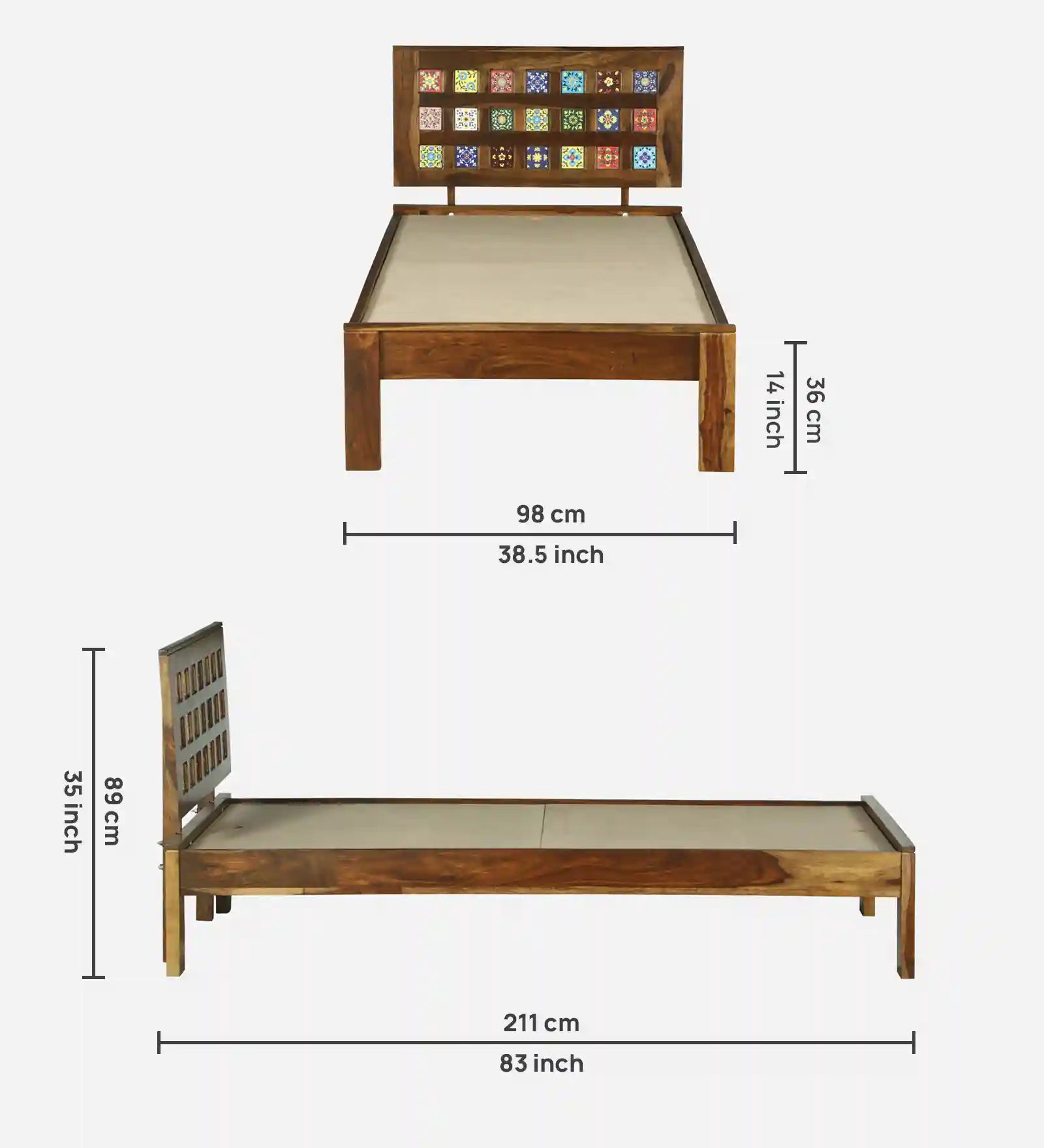 Anamika solid wood single cot modern Indian bedroom furniture