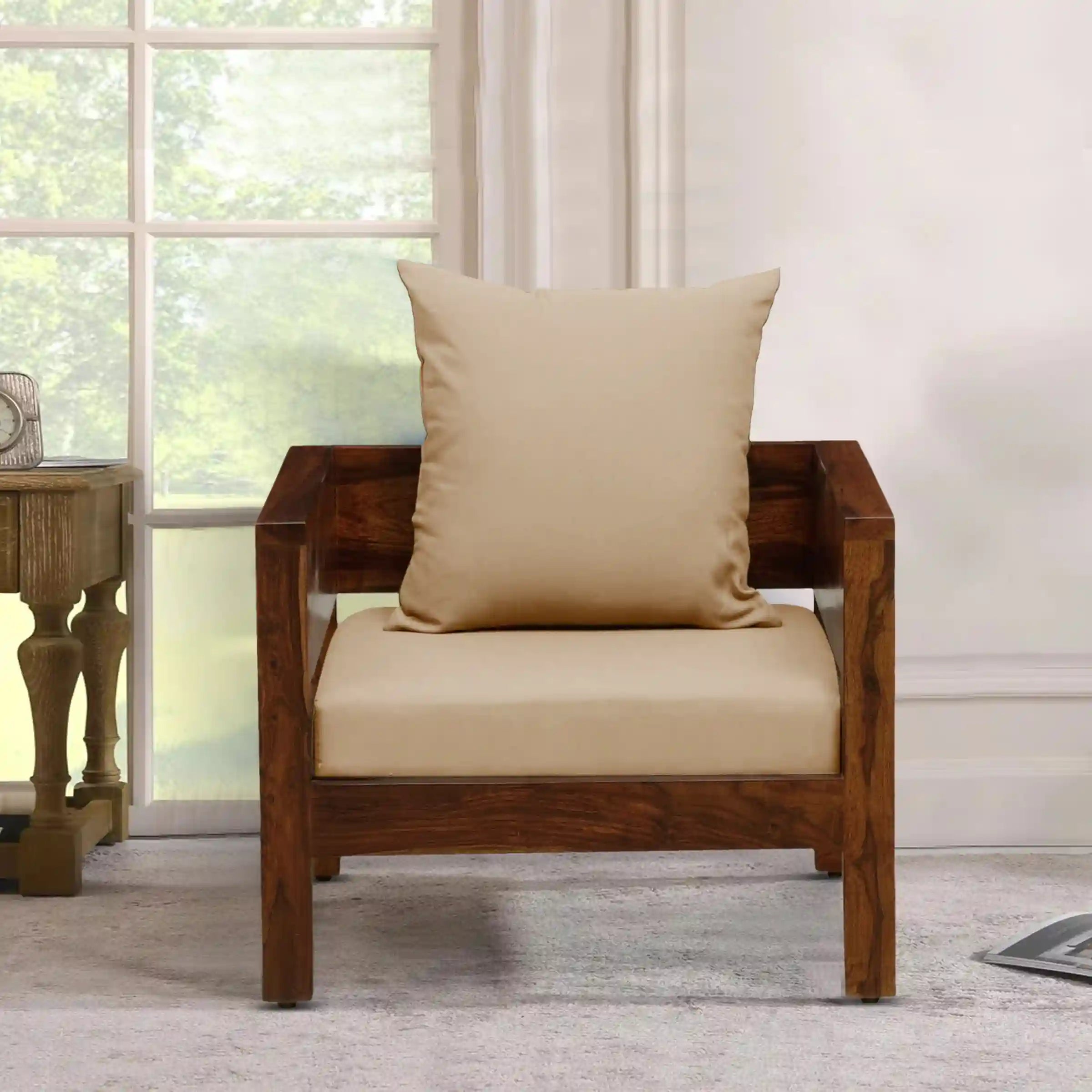 anamika traditional sheesham wood 1 seater sofa for living room india