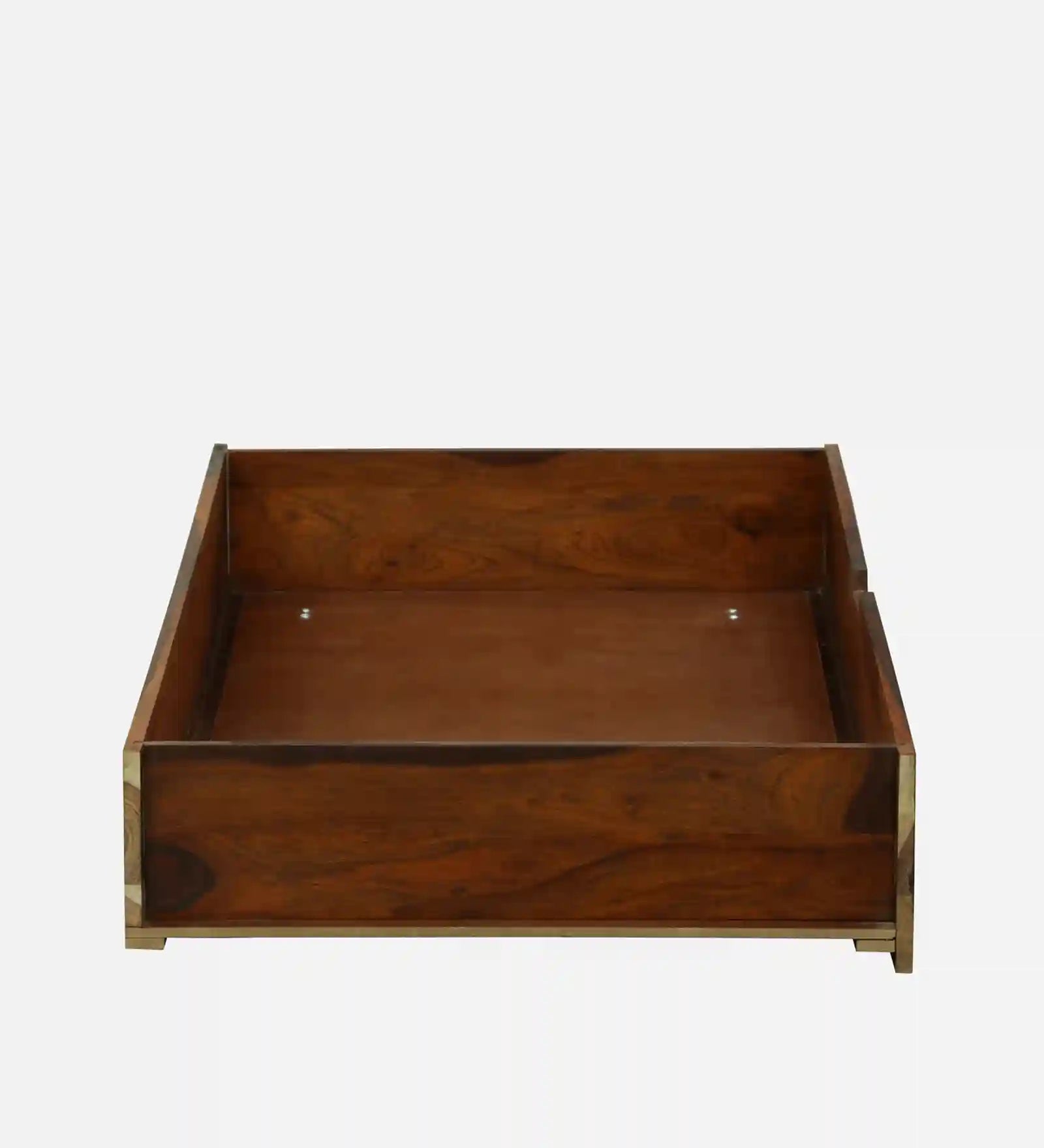 sheesham wood drawer storage bed walnut tone finish queen size furniture india