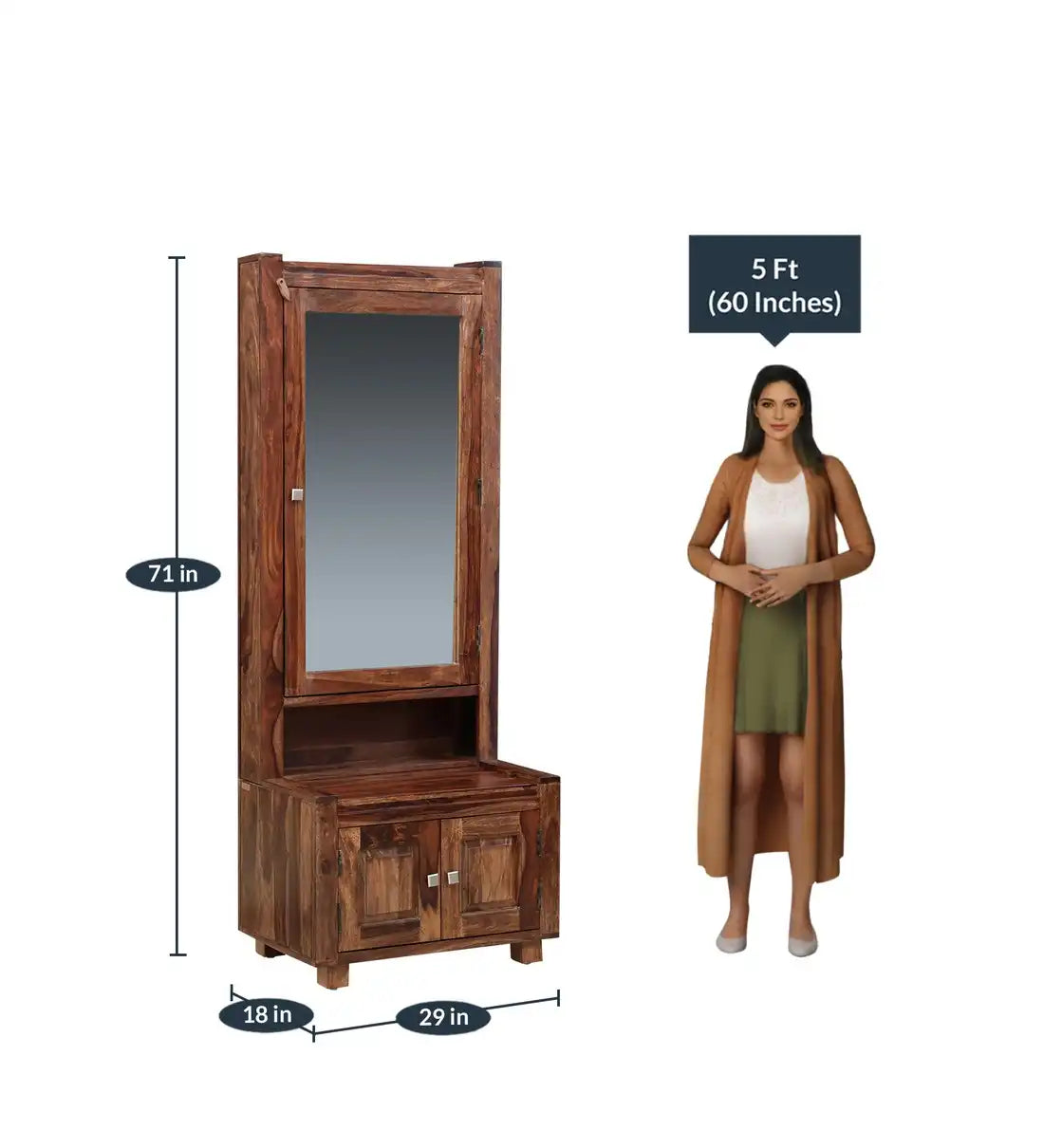 Ashok compact dresser solid wood bedroom dressing unit India