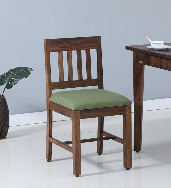 Alford Solid Wood Dining Chair (Set Of 2) with Green Upholstery In Provincial Teak Finish By Rajwada