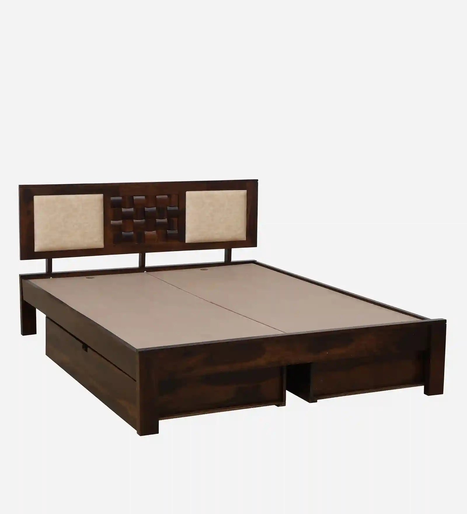 queen size wooden bed bedroom interior placement drawer storage furniture india
