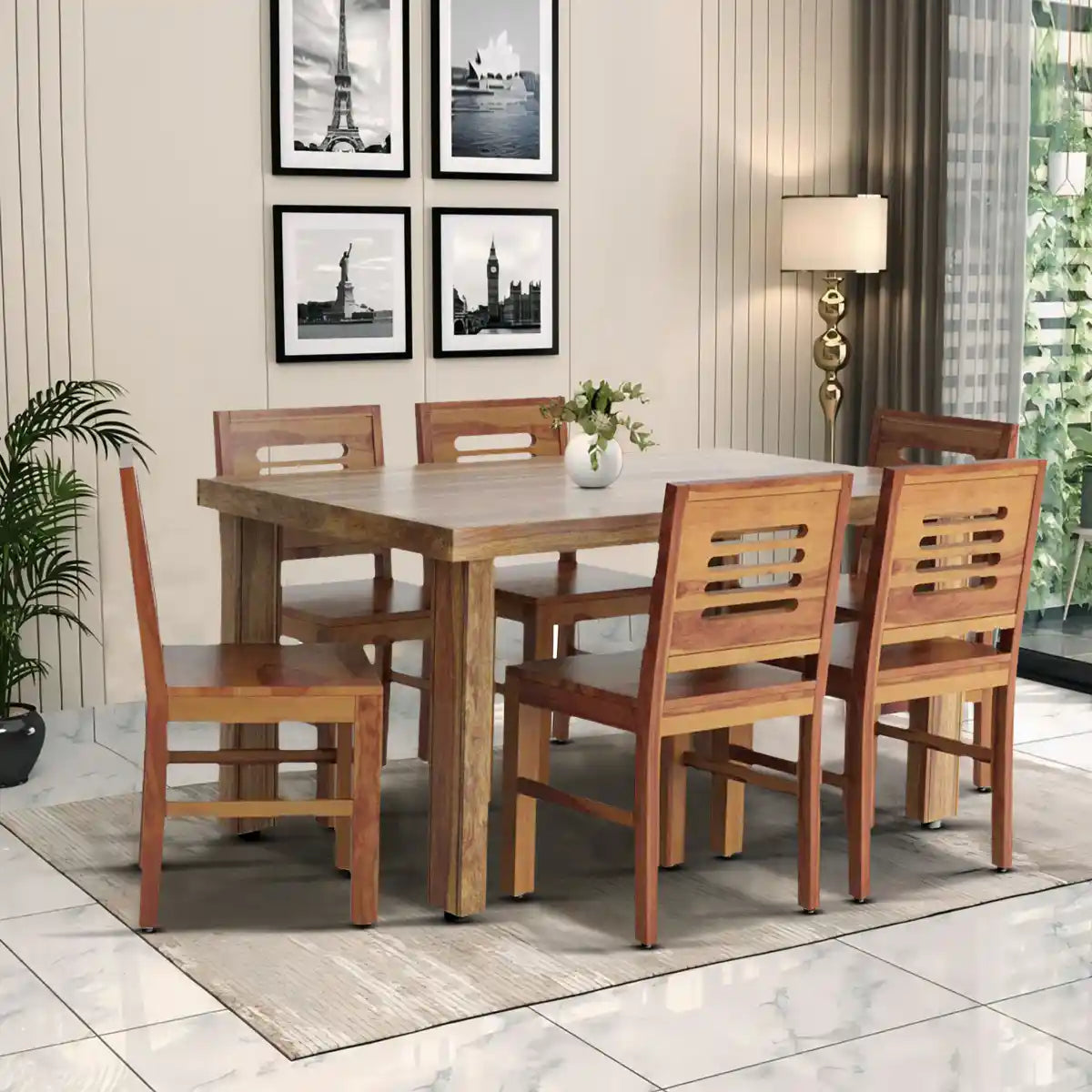 Best six seater dining table set sheesham Acro available online in India