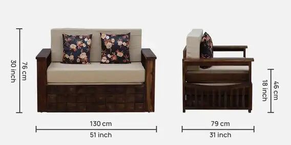 Capri 2 seater sofa bed solid wood sheesham guest bed solution
