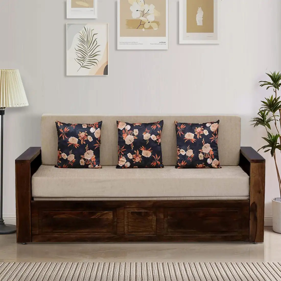Capri solid sheesham wood sofa cum bed space saving furniture India