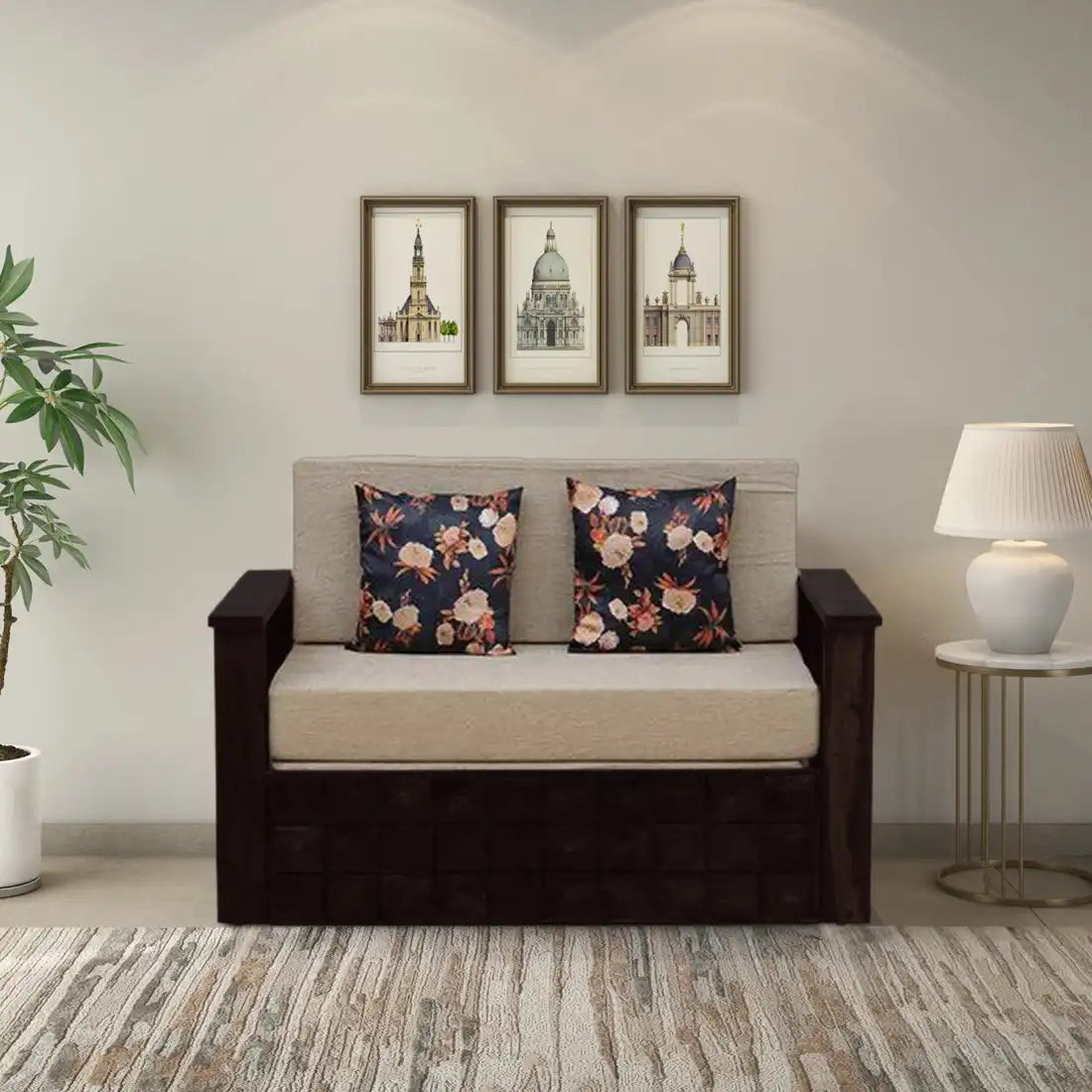 Capri wooden sofa bed modern solid wood guest bed furniture