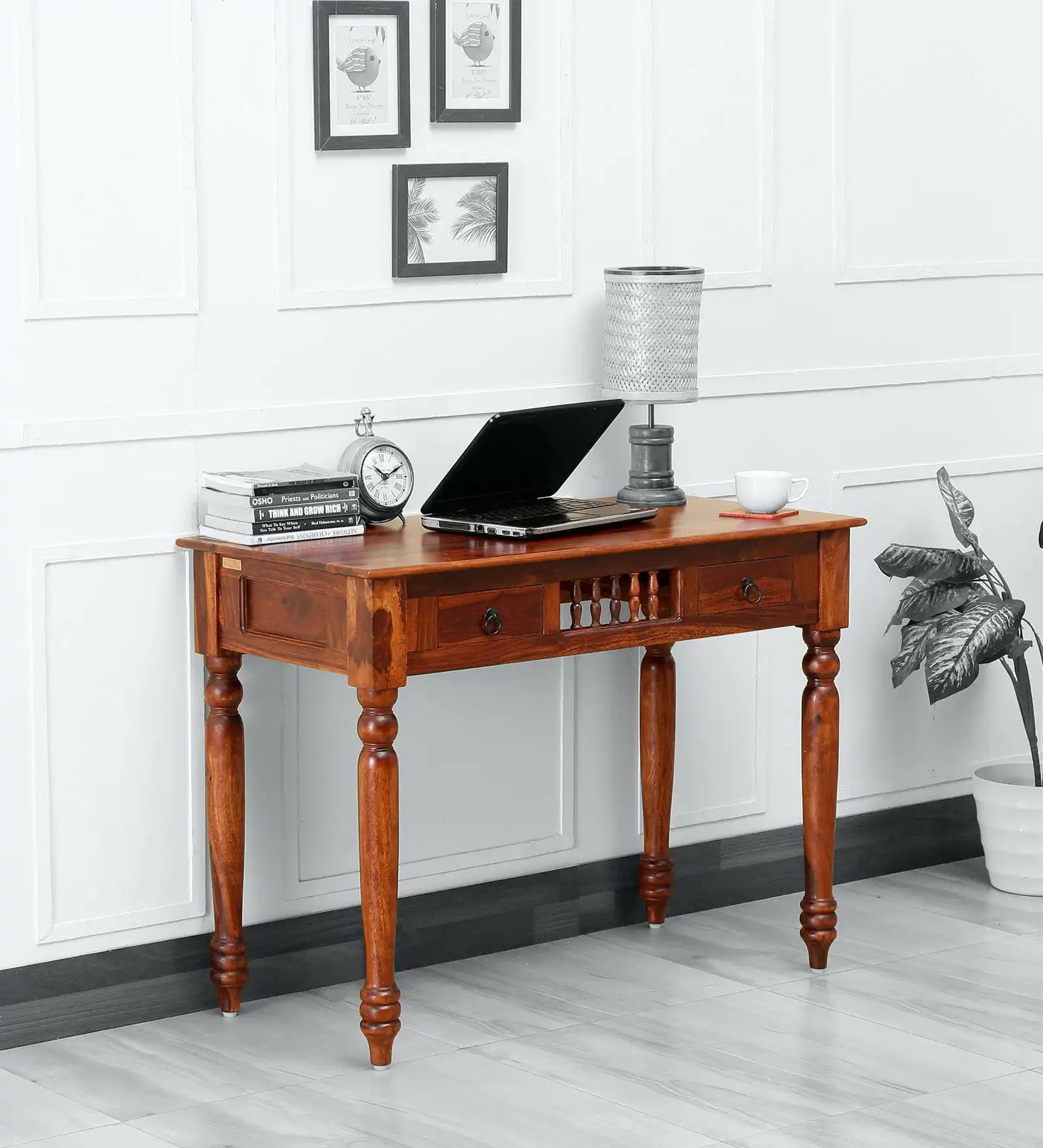 Classic wooden study desk sheesham solid table traditional design home