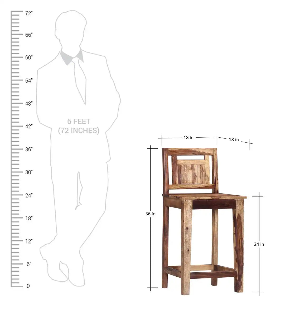 Compact bar chair in solid wood for small space kitchen seating