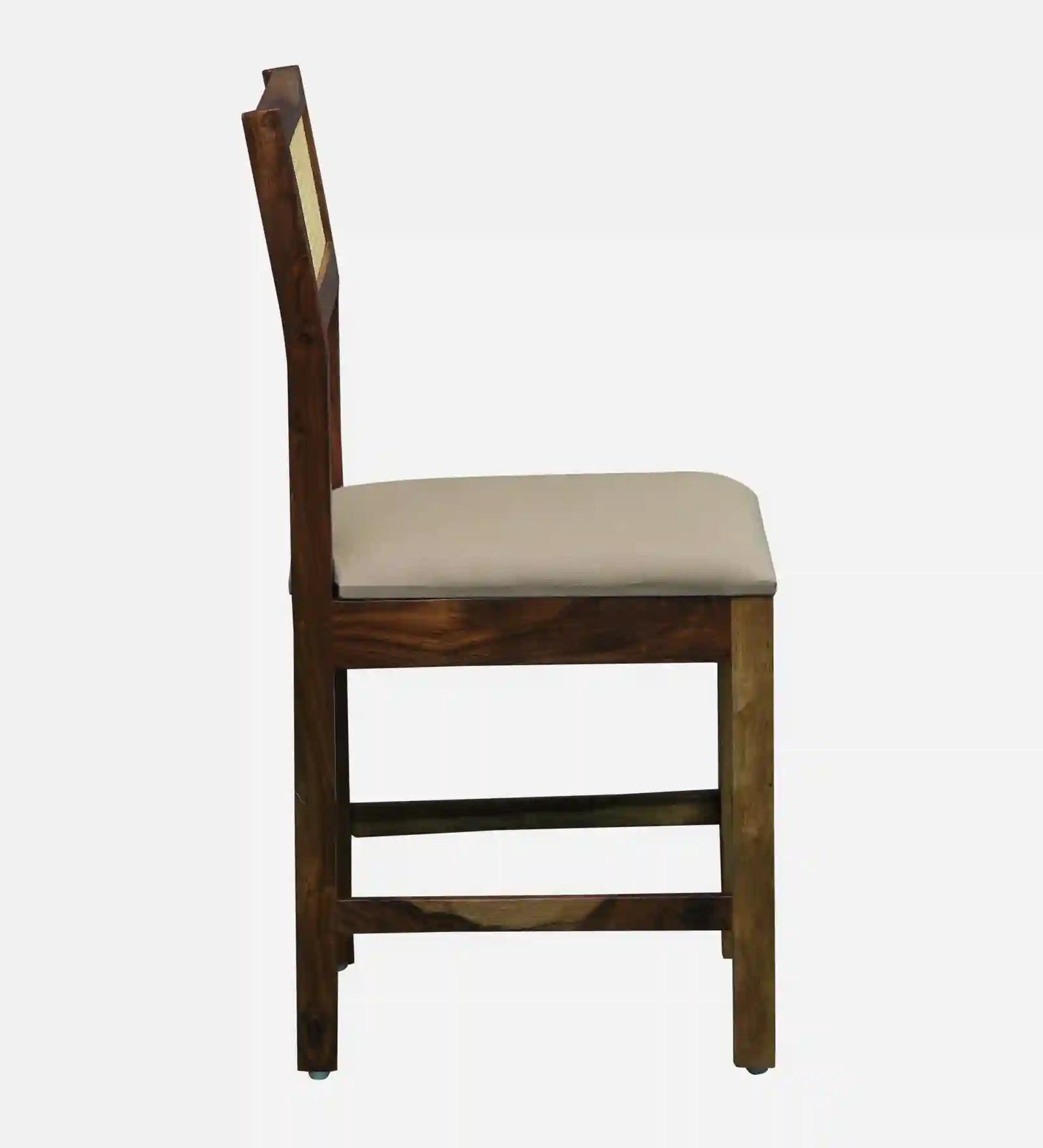 Compact rattan cane four seater dining table set teak finish for small dining spaces