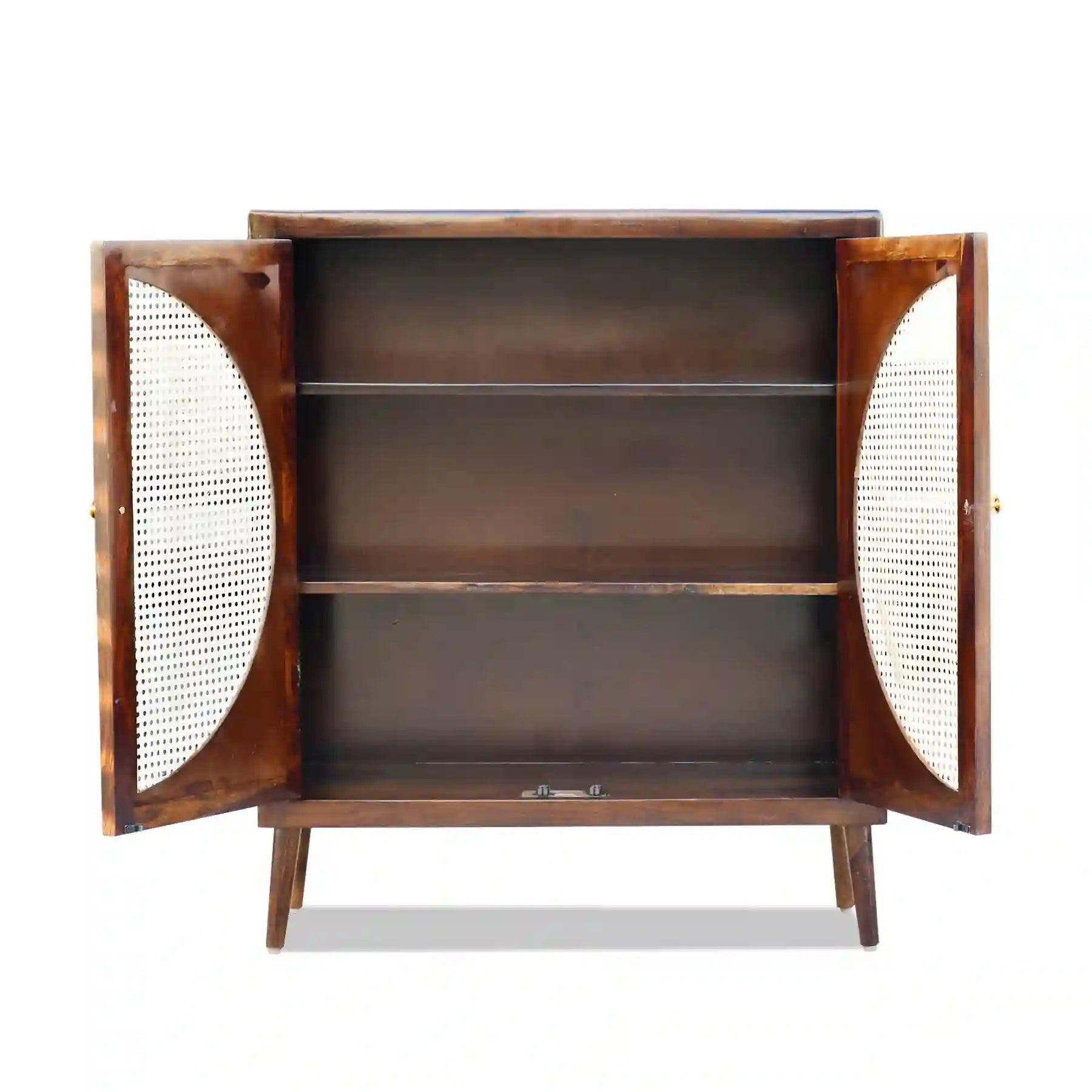 Compact rattan sheesham wood cabinet storage unit home furniture