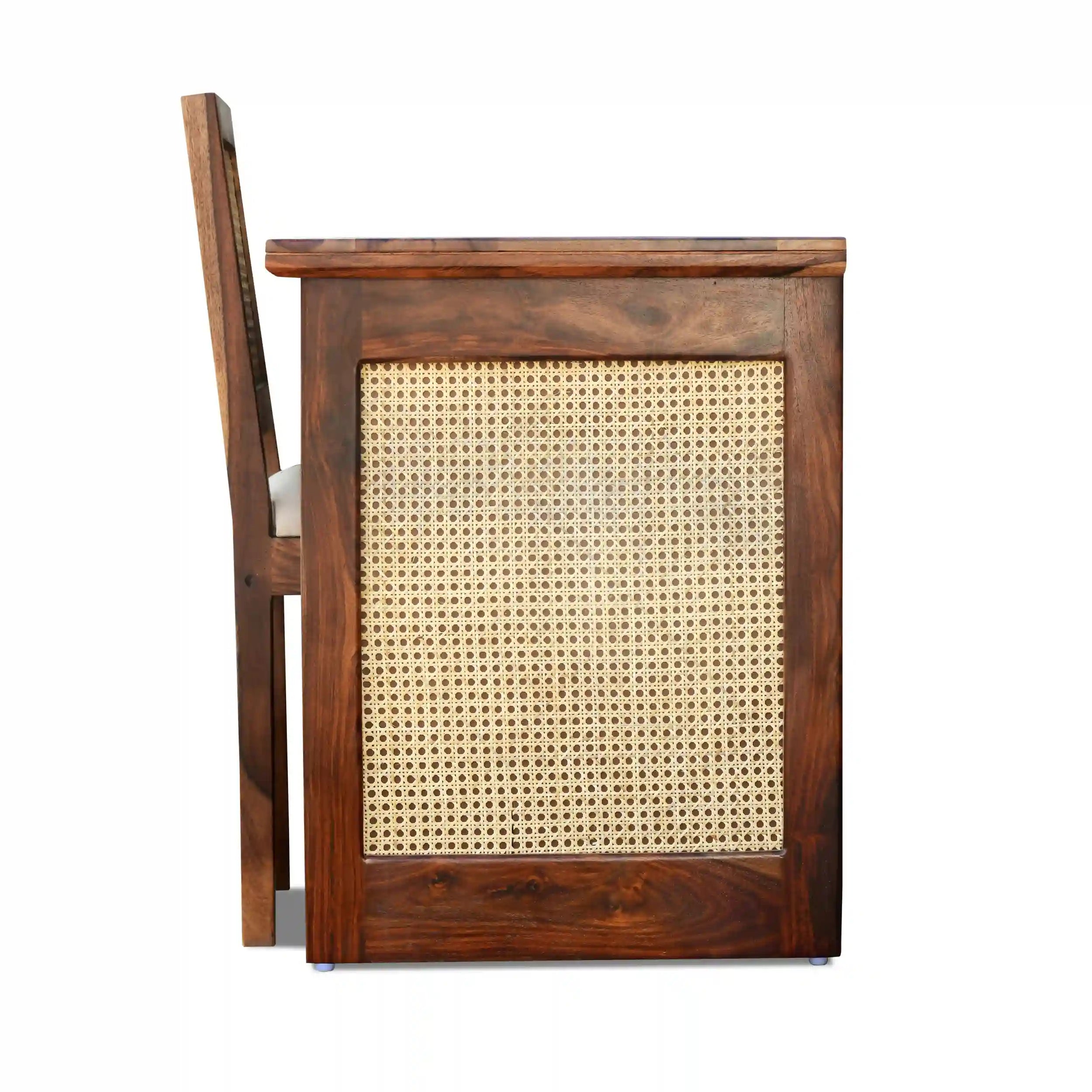 Compact study table chair set sheesham wood cane design home office