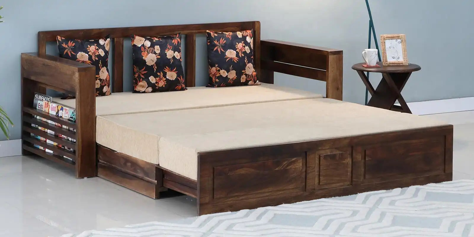 Convertible Capri wooden sofa bed solid wood home furniture design