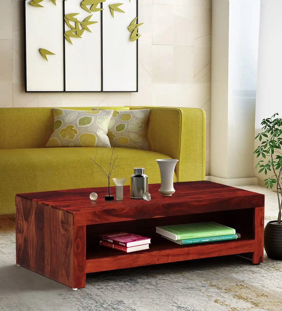 Designer Acro solid wood coffee table living room centerpiece unit
