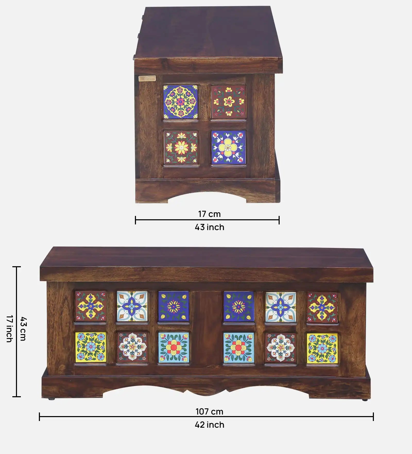 Designer Anamika wooden linen trunk solid sheesham home storage unit