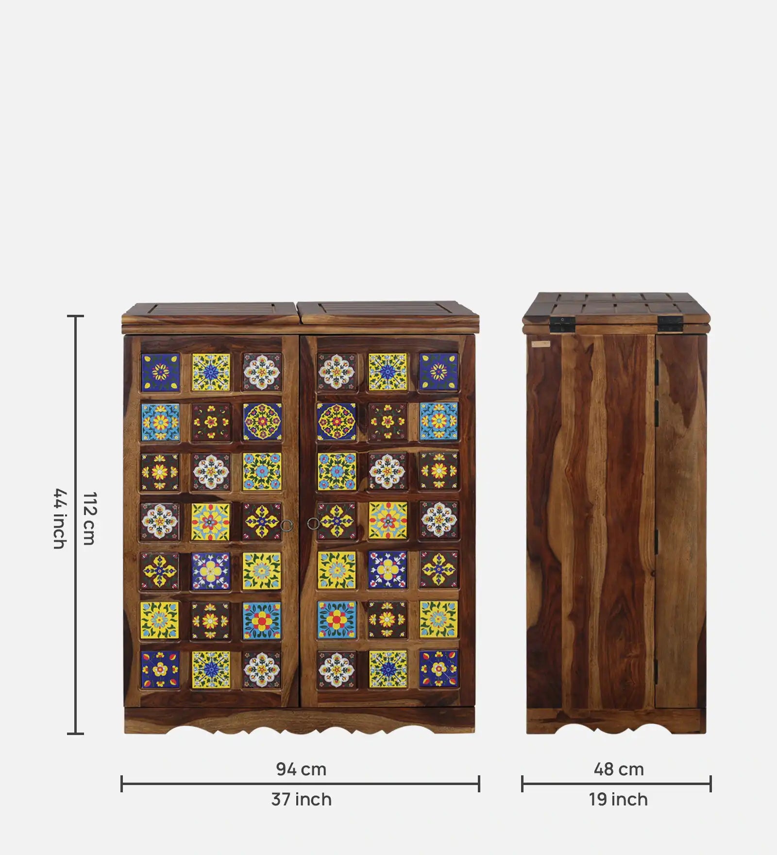 Designer bar cabinet in sheesham wood for luxury home interiors