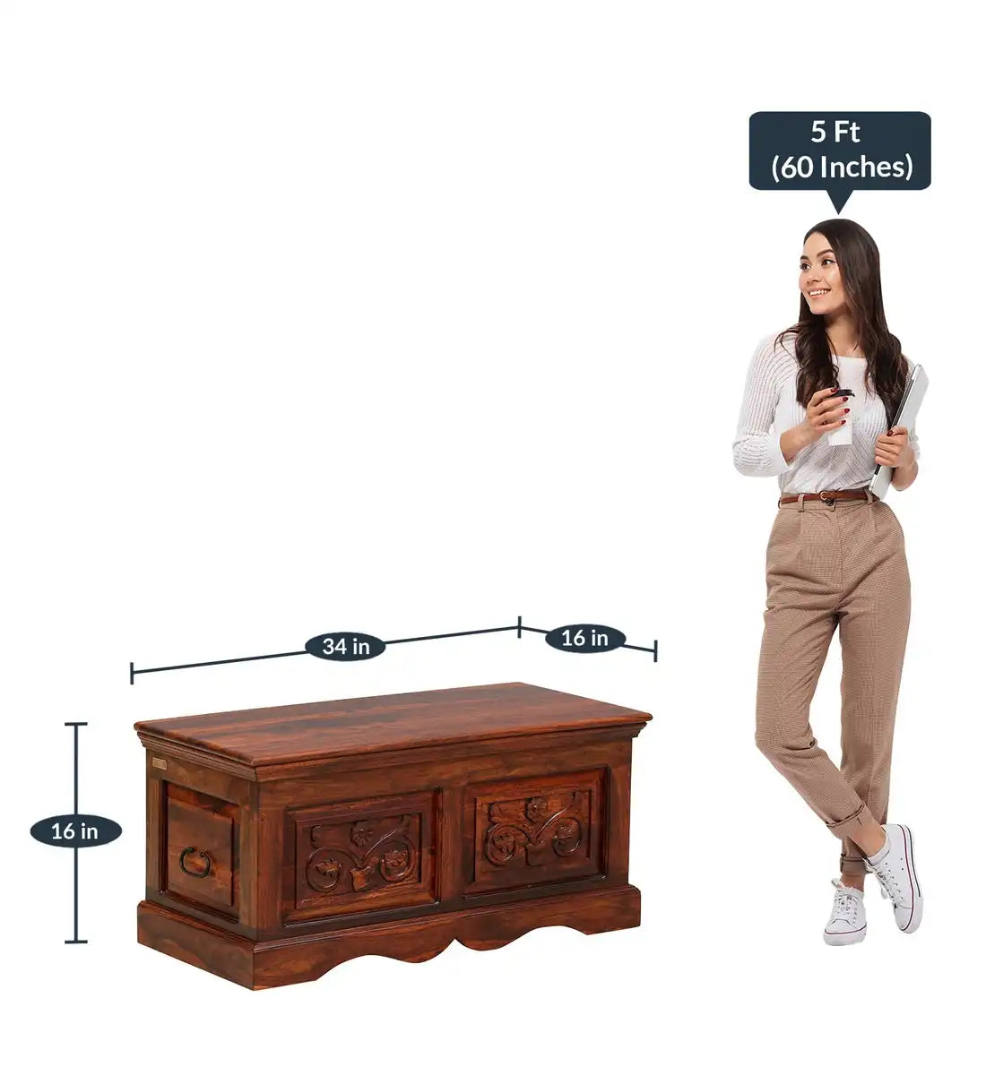 Devanti classic storage trunk solid wood home organizer India