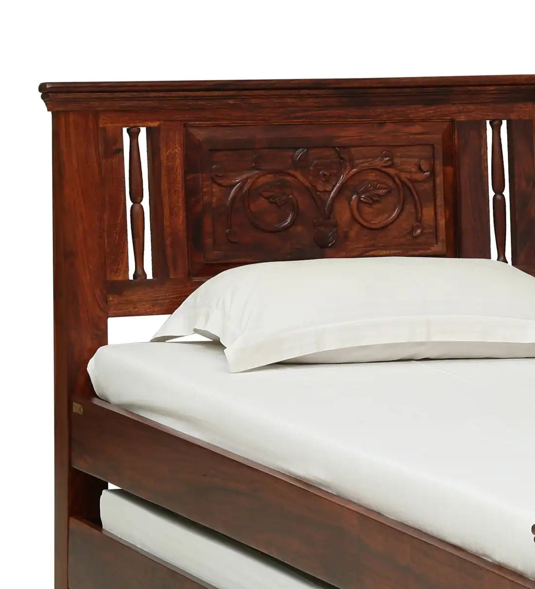devanti sheesham wood trundle bed strong durable wooden frame with pull out bed