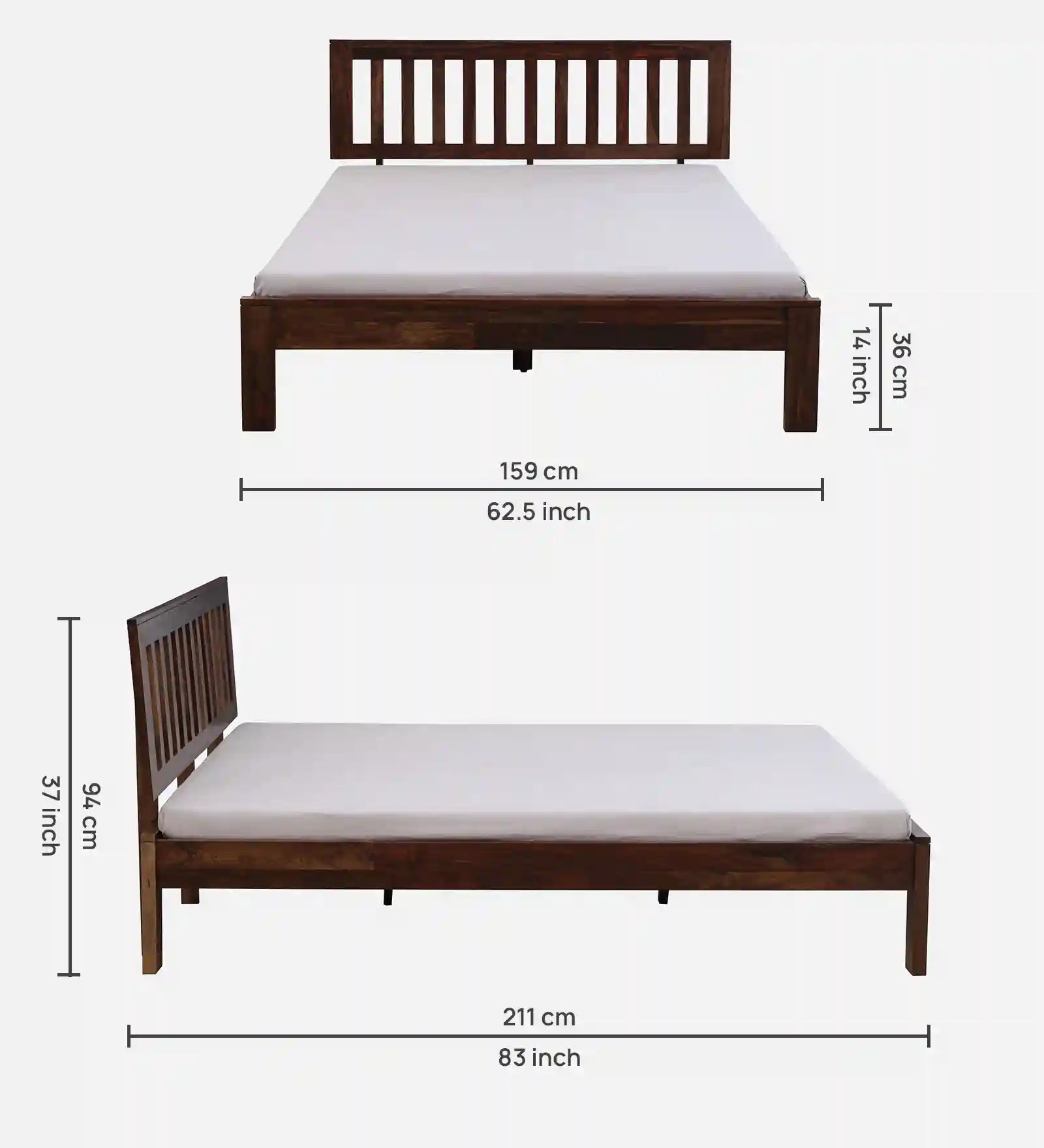 Druma solid wood queen bed without storage simple elegant modern furniture design