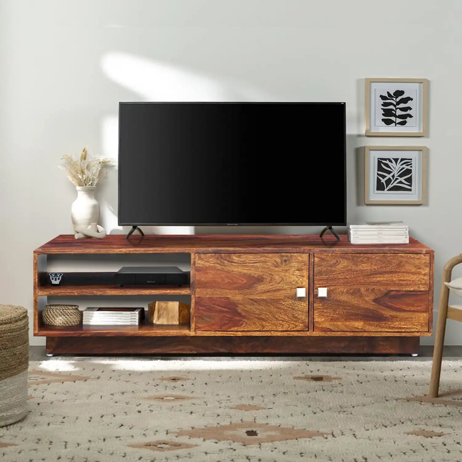 Durable sheesham wood tv unit solid tv cabinet Mia