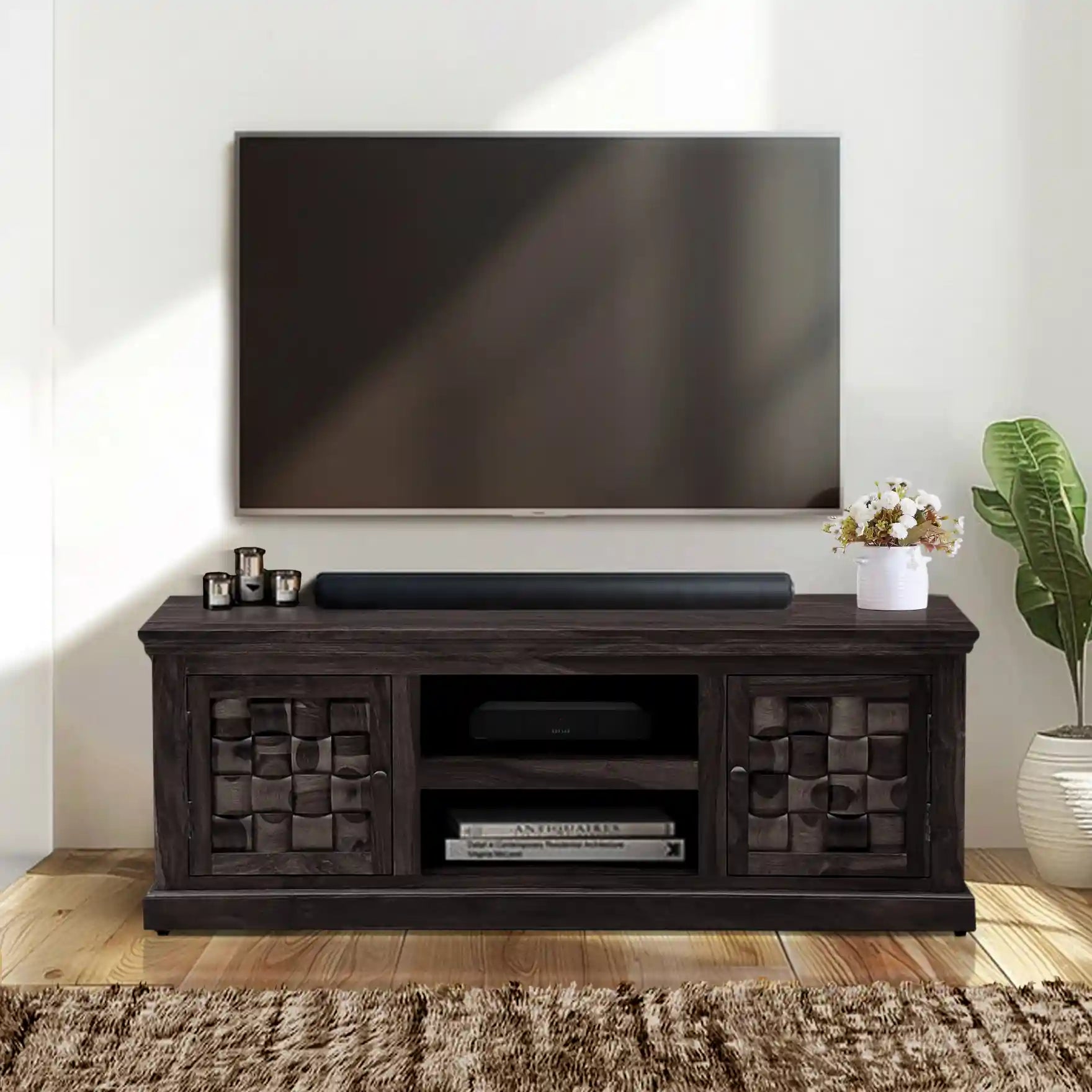Durable sheesham wood tv unit solid tv cabinet Niware